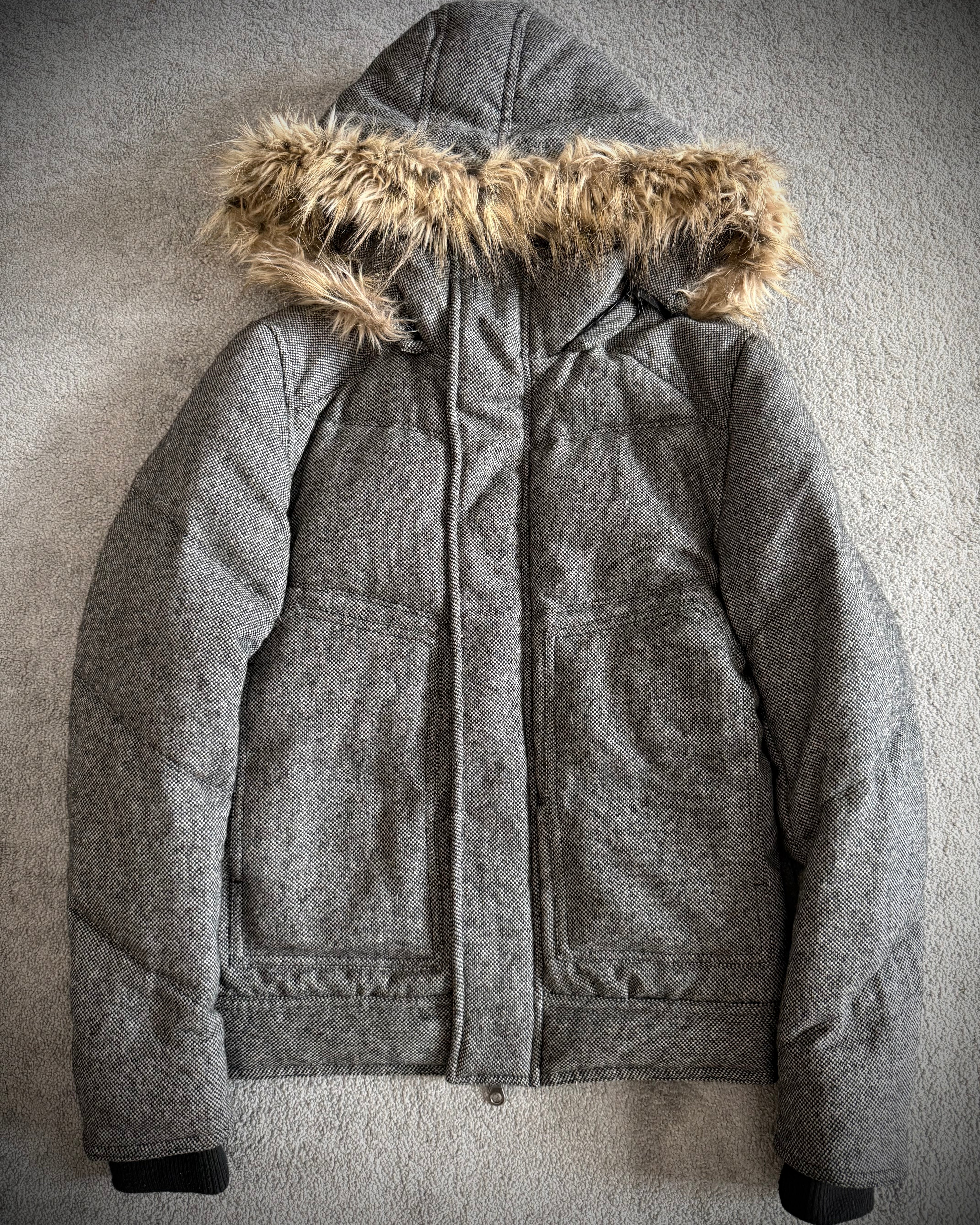 Schlussel detachable hood fur puffer jacket