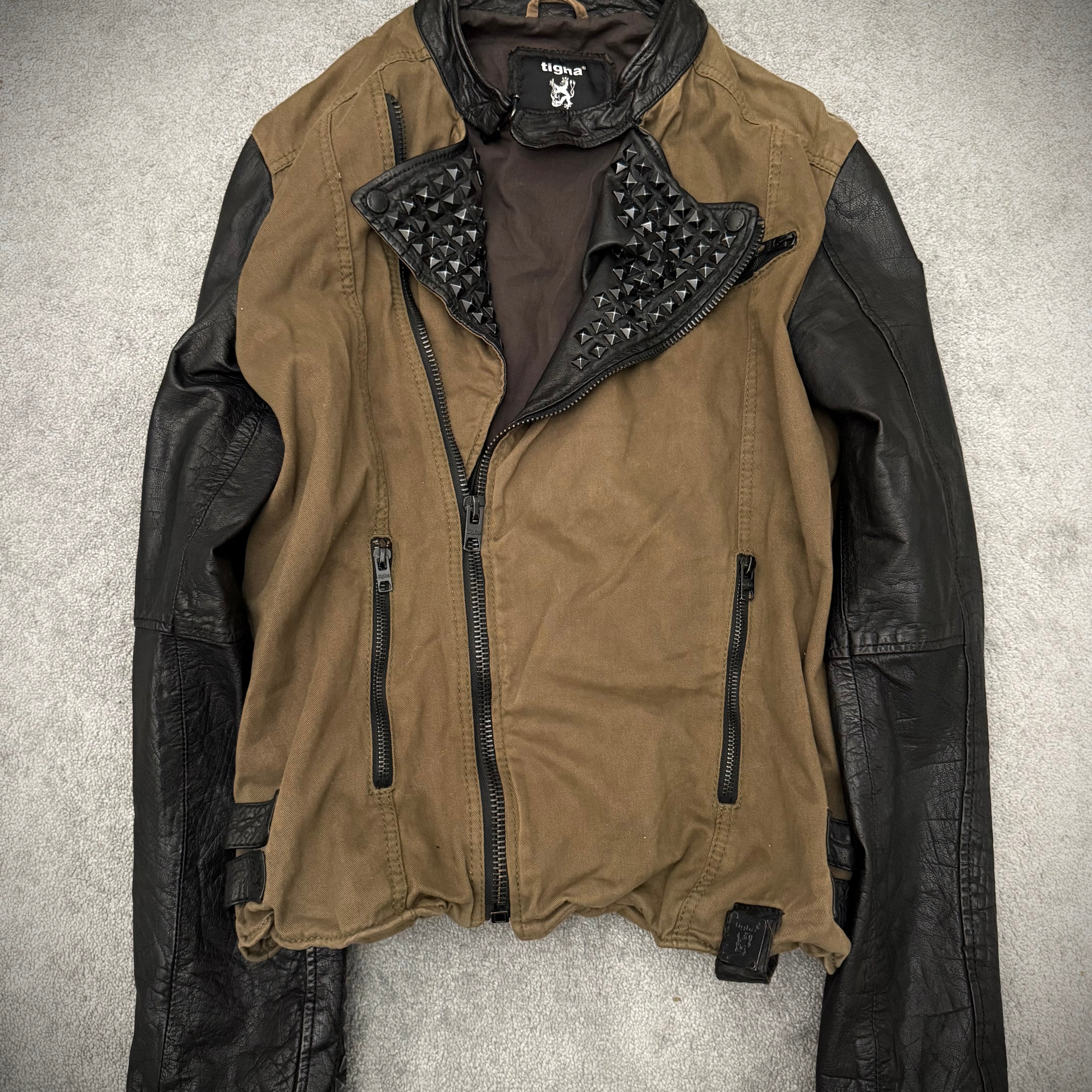 Tigha studded asymmetrical mutant leather jacket