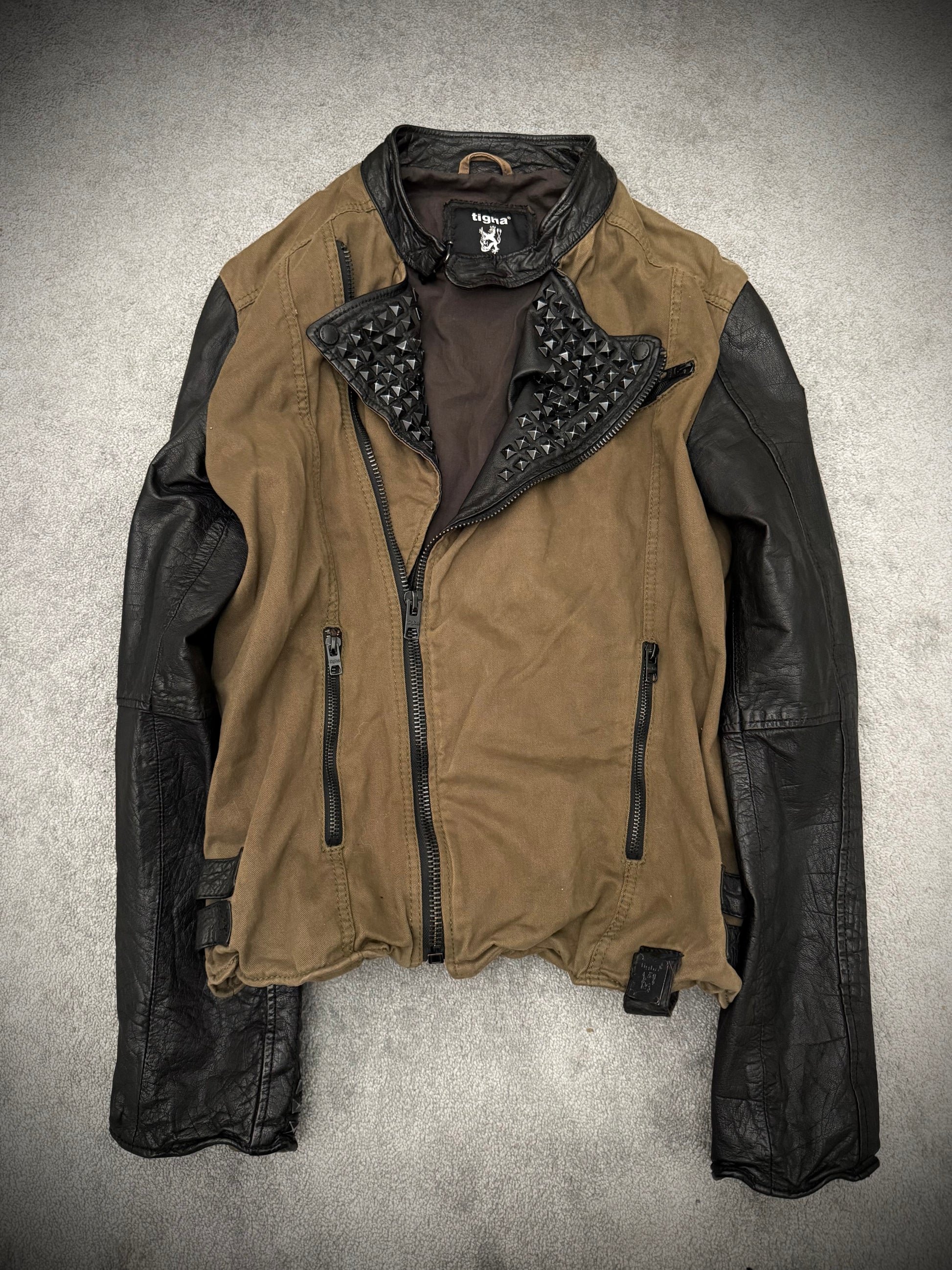 Tigha studded asymmetrical mutant leather jacket