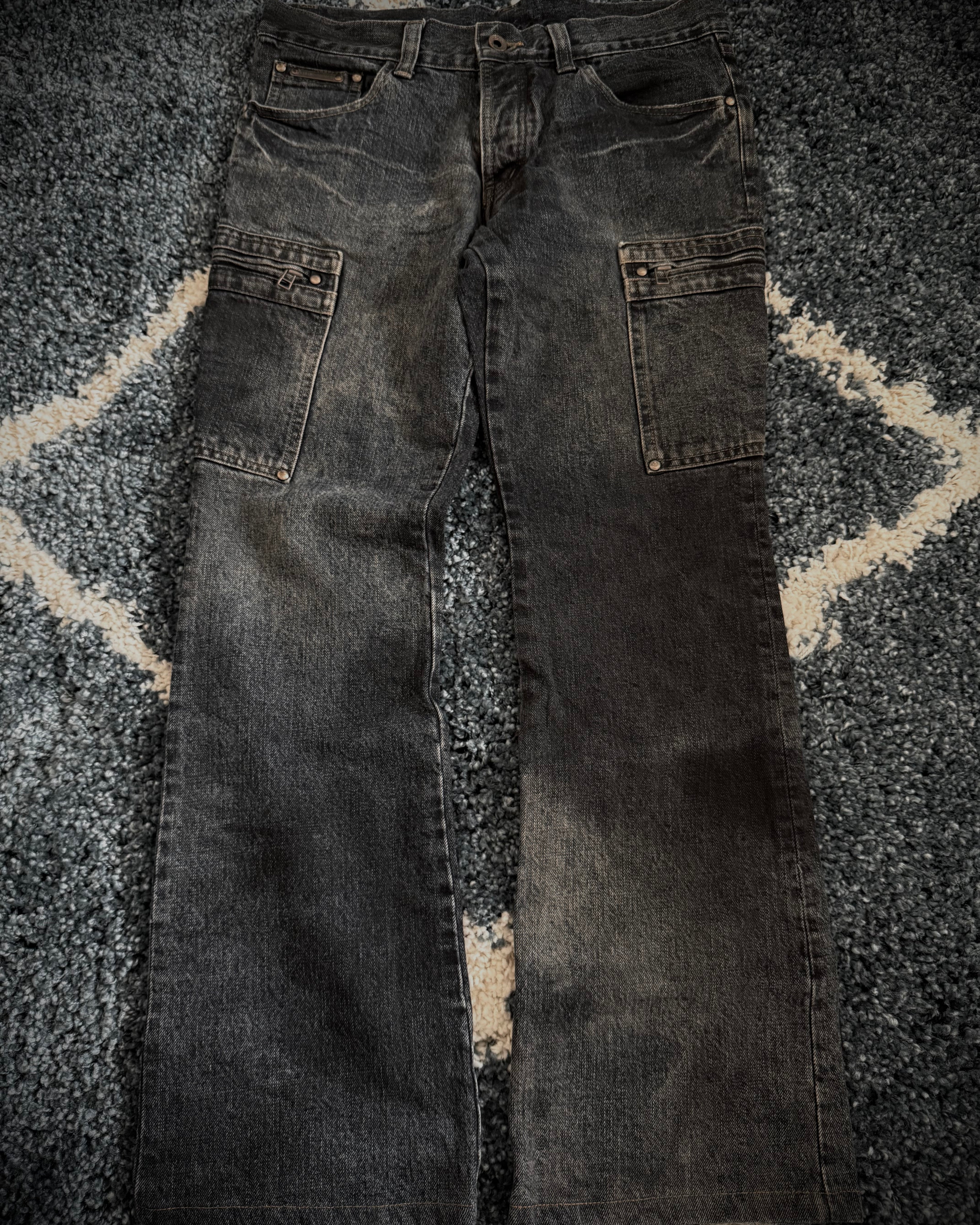 5351 Pour Les Hommes Snakeskin patch flared denim