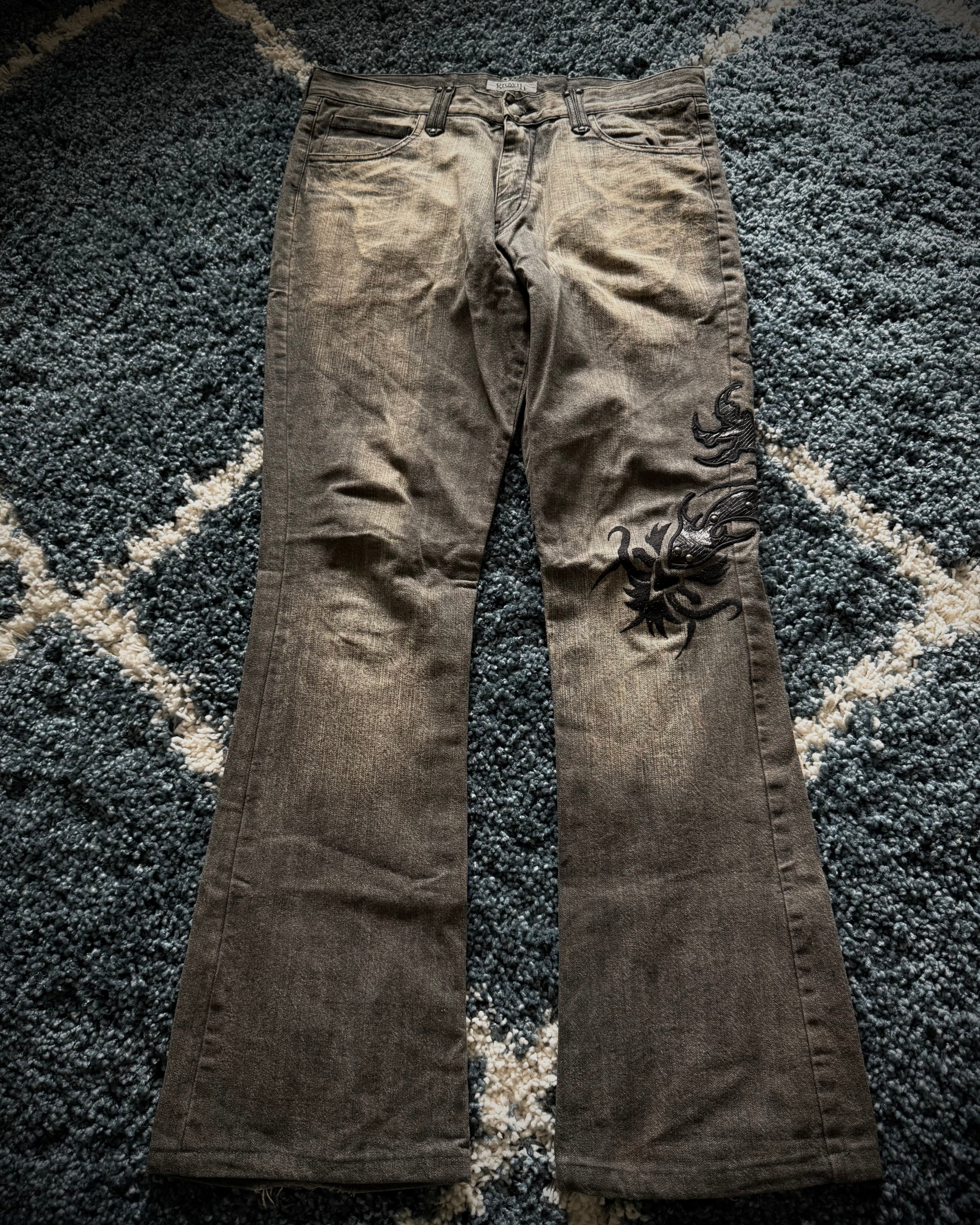Growth by in the attic snakeskin tribal flared denim