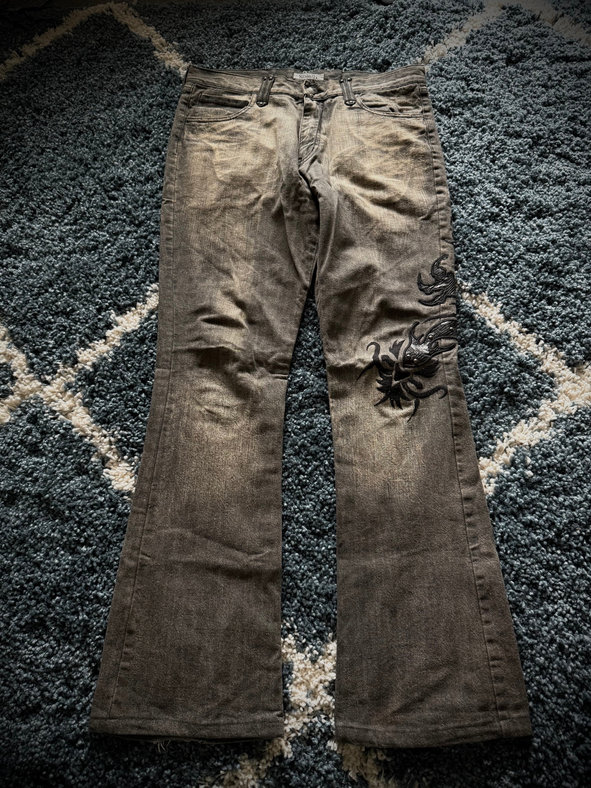 Growth by in the attic snakeskin tribal flared denim