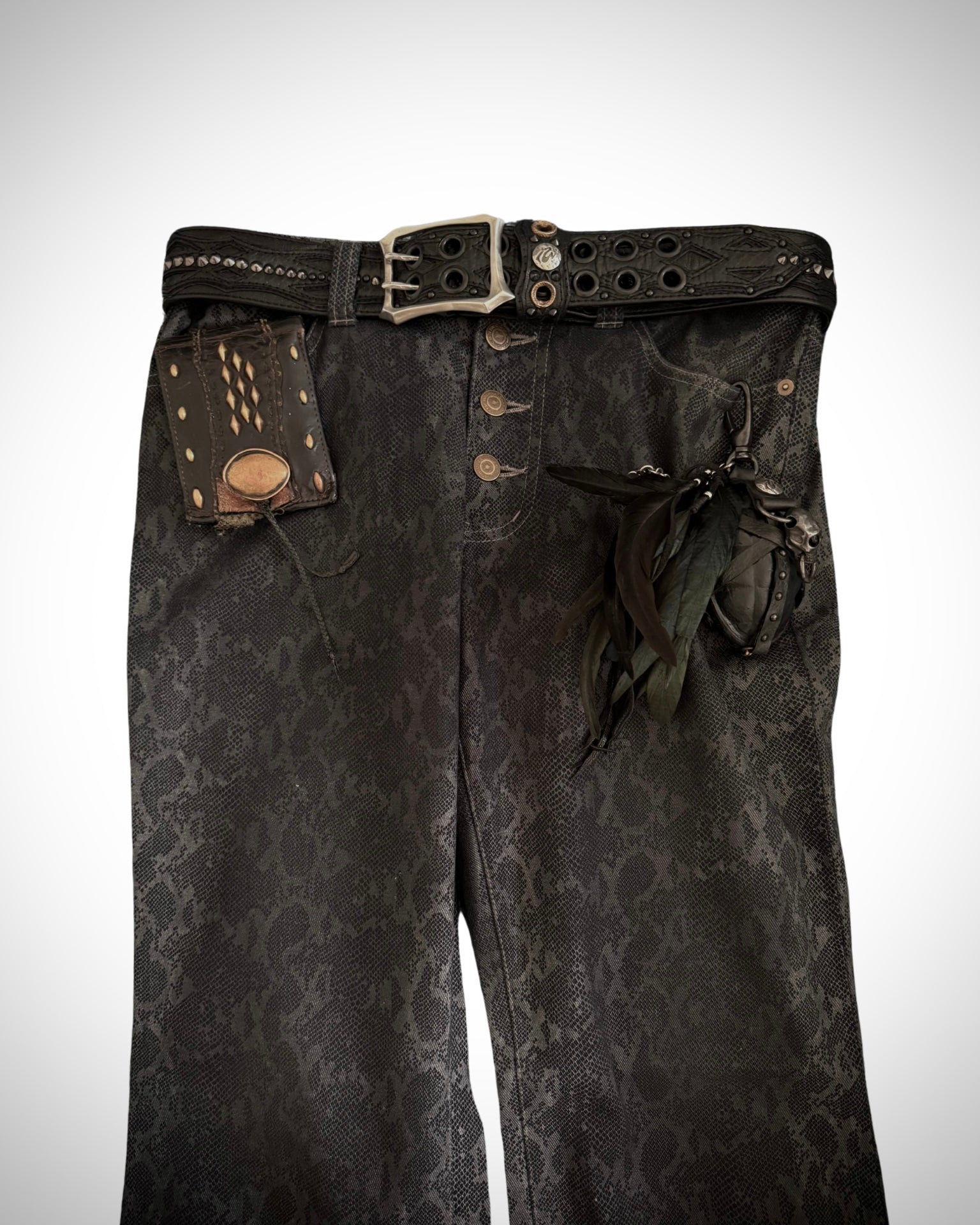 Tornado Mart Snakeskin flared pants
