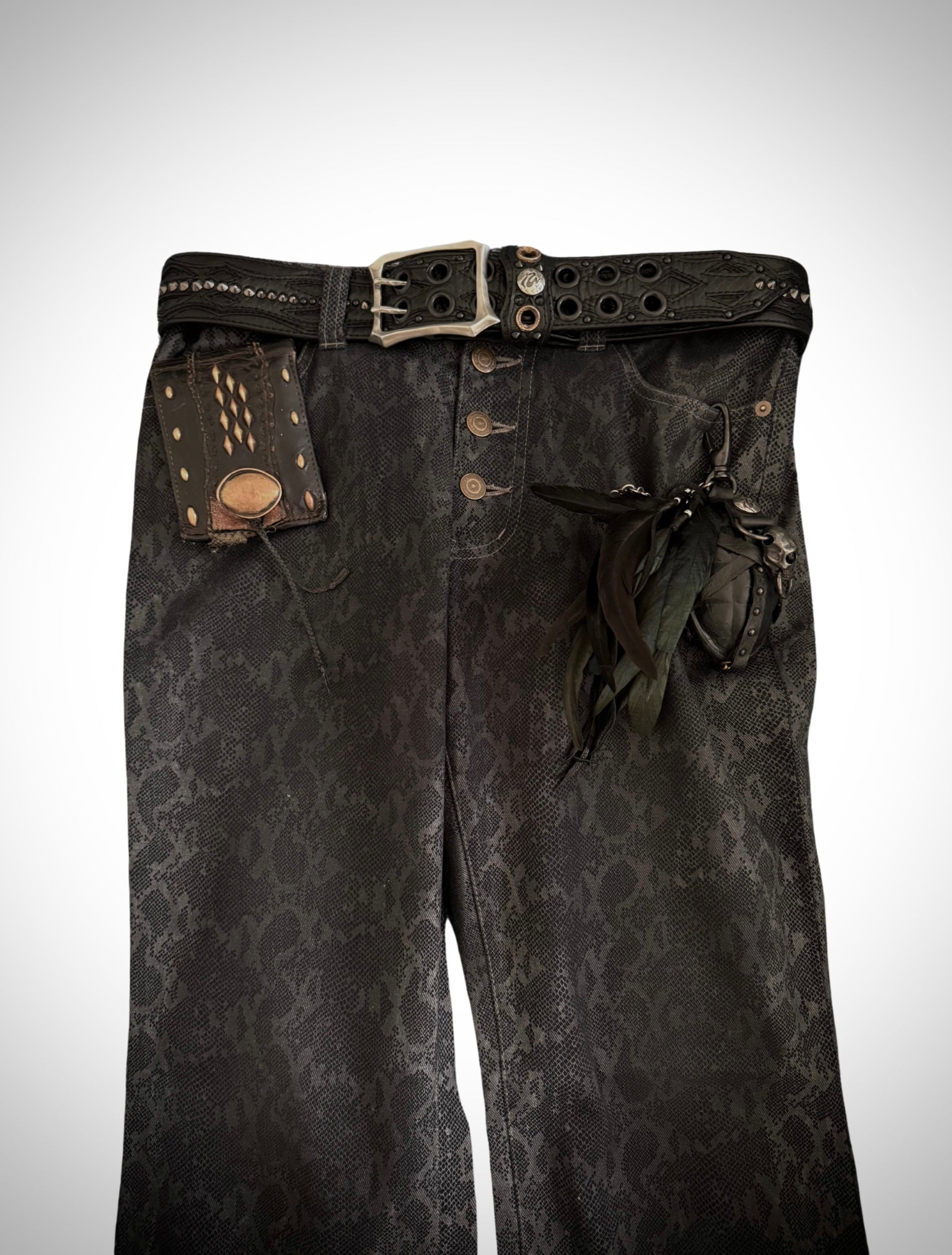 Tornado Mart Snakeskin flared pants