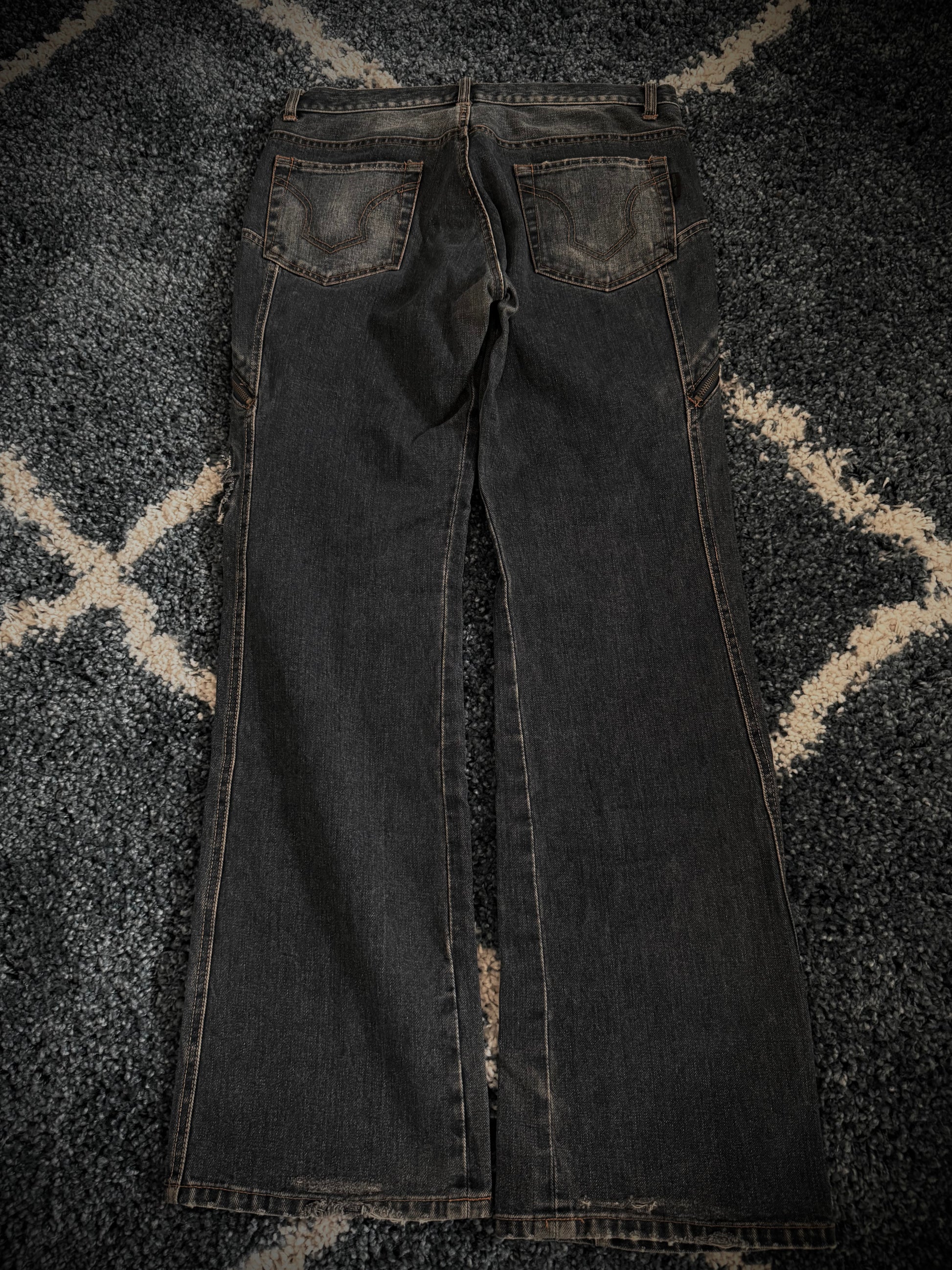 Custom Culture side zipp tribal flared denim