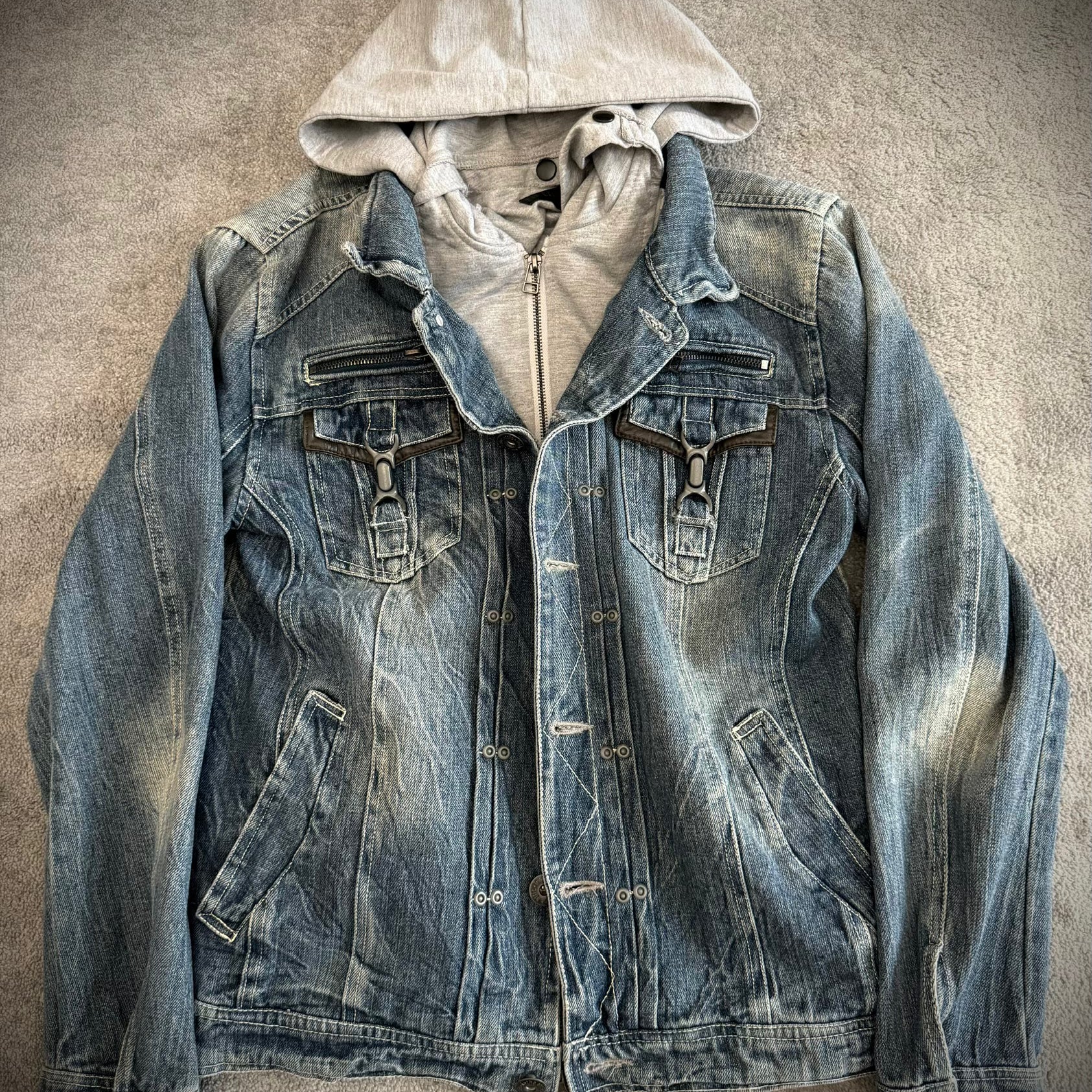 In the attic 2in1 hooded denim jacket