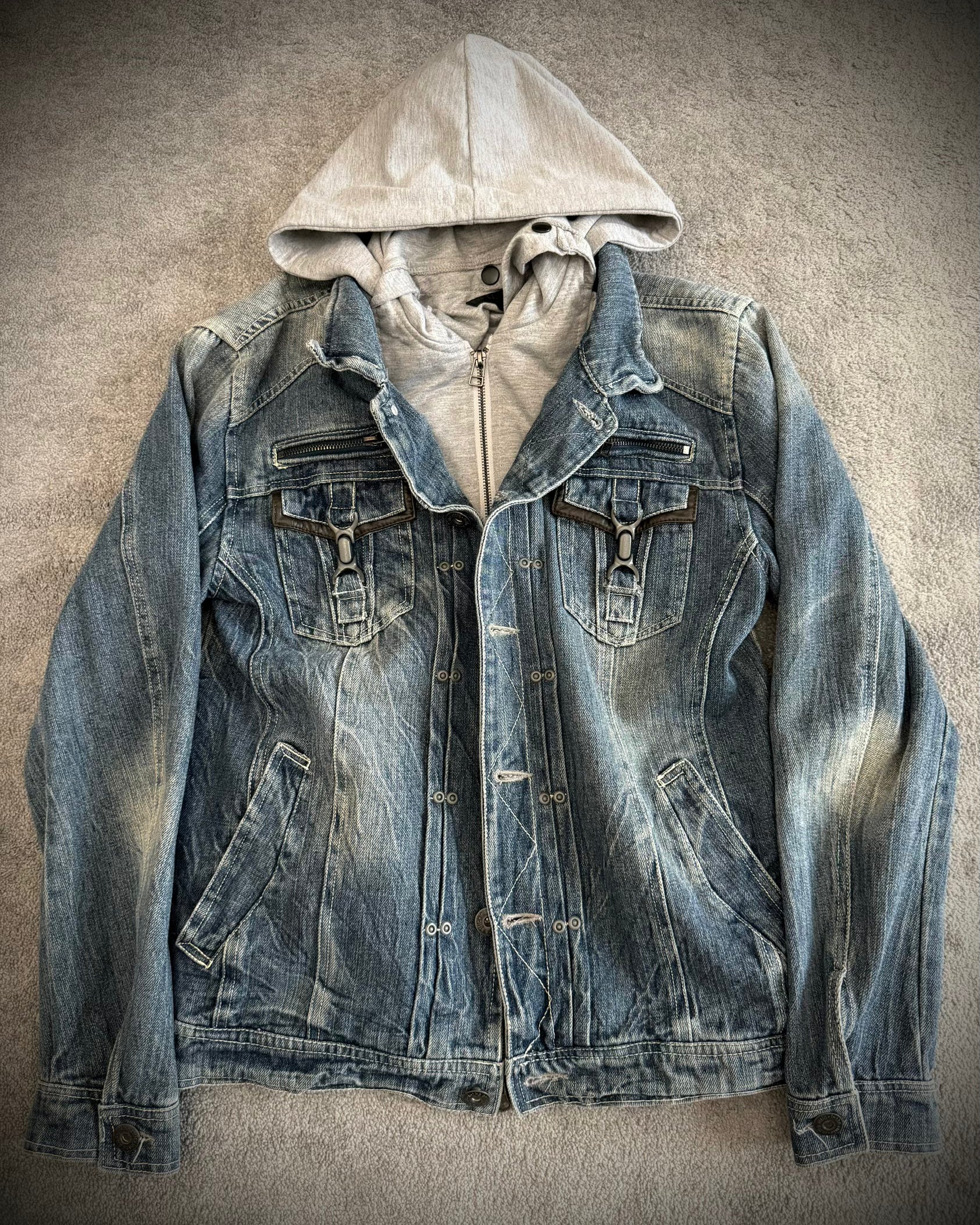 In the attic 2in1 hooded denim jacket