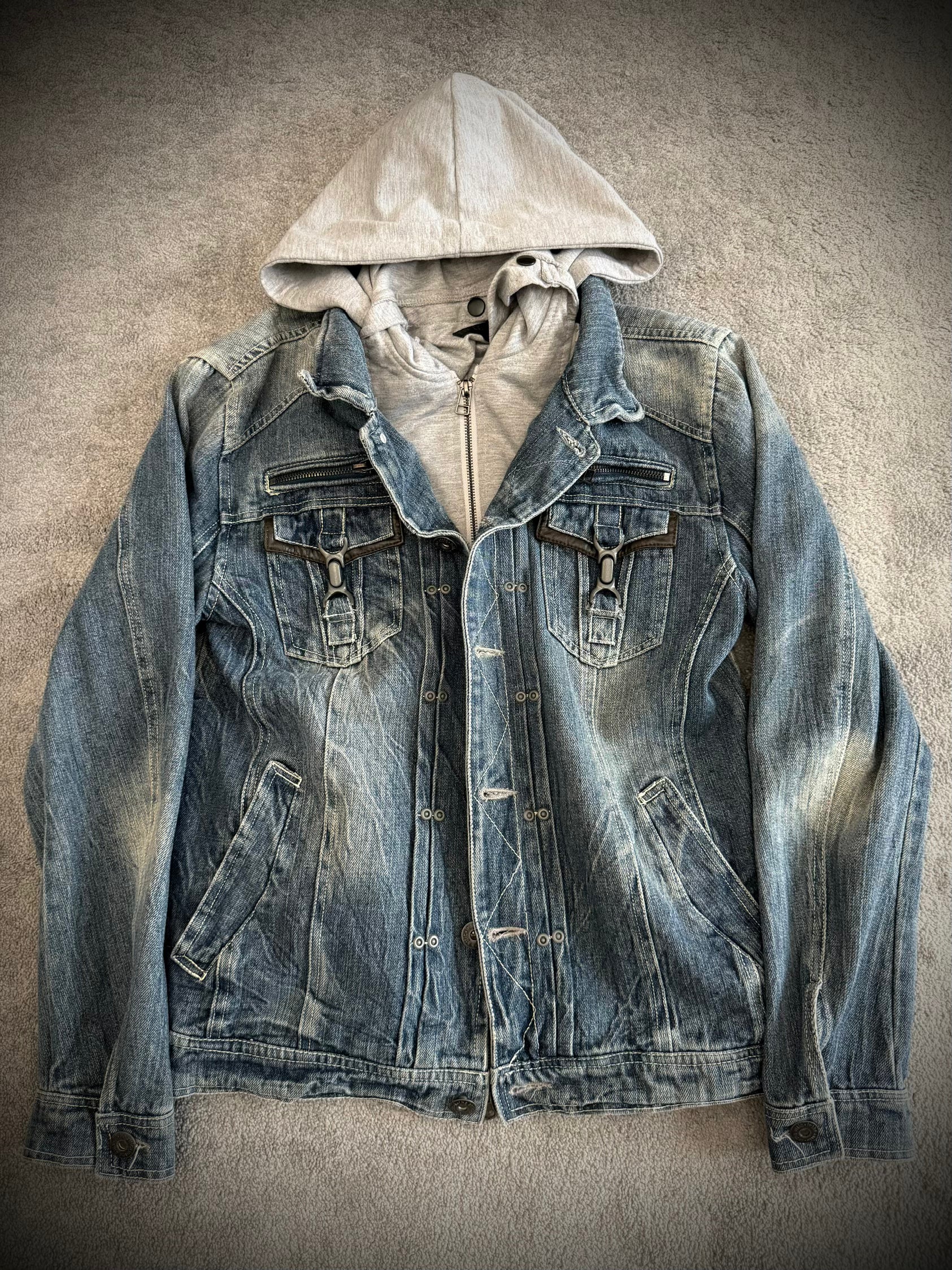 In the attic 2in1 hooded denim jacket
