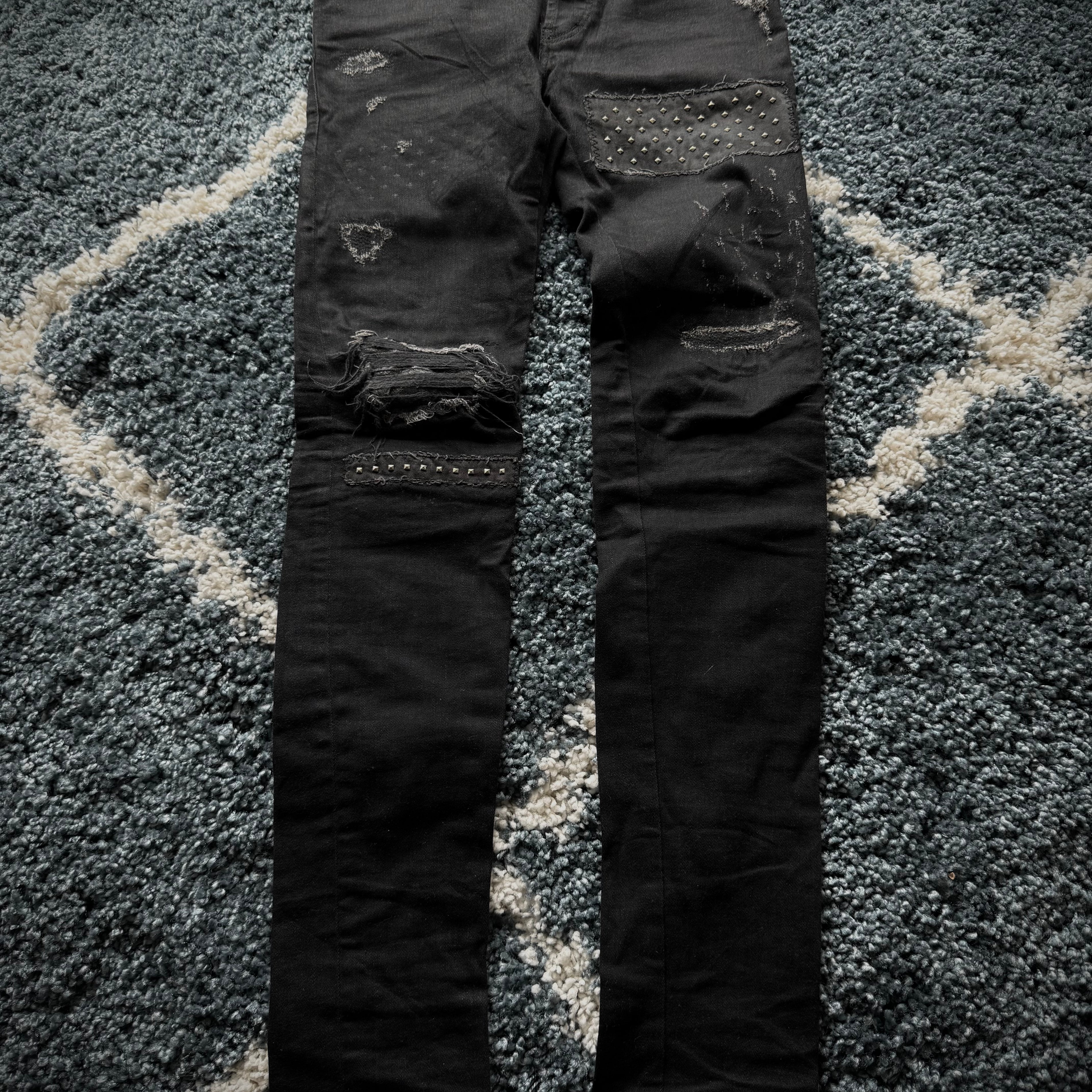 5351 Pour Les Hommes crashed studded skinny jeans