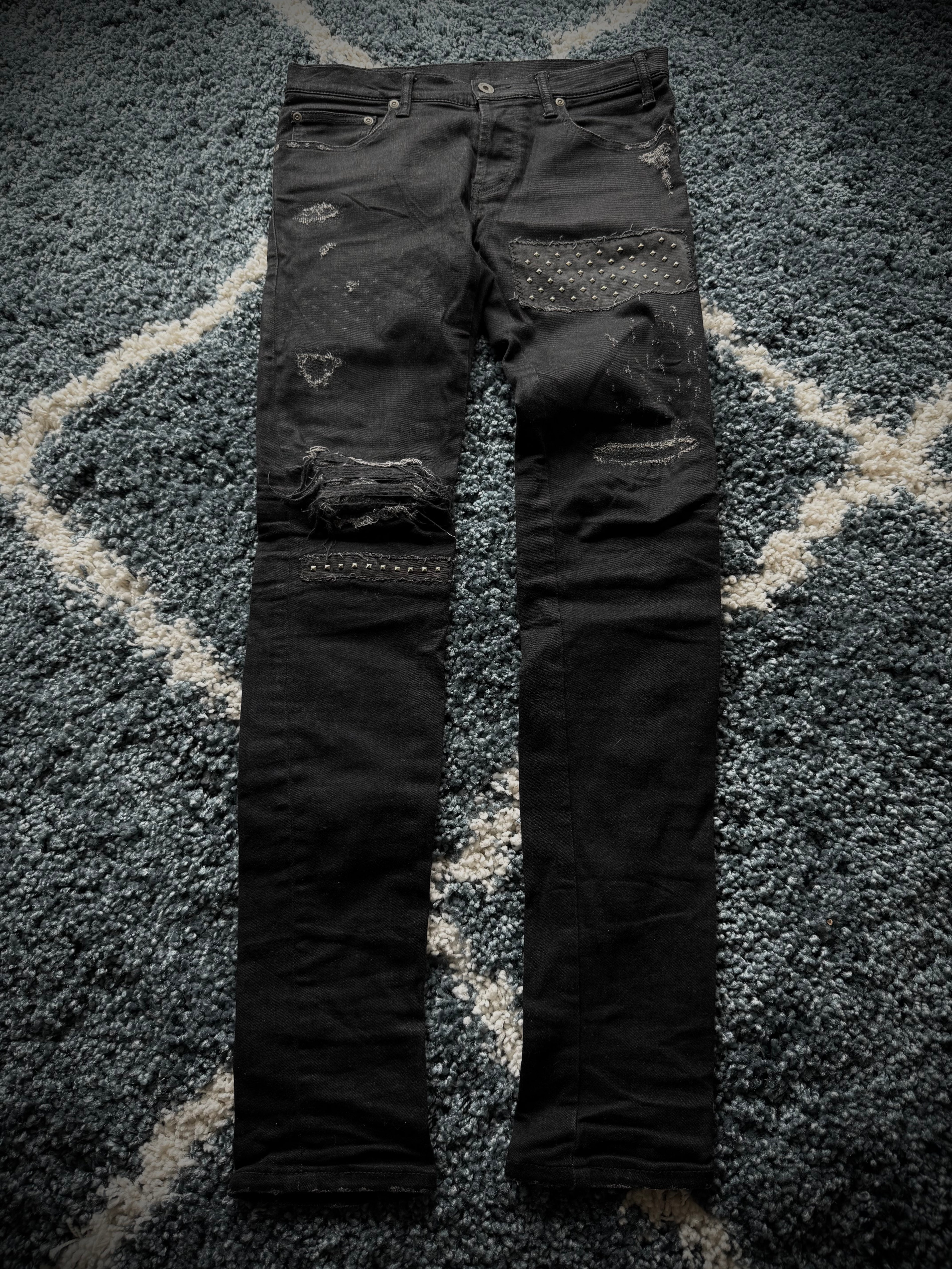 5351 Pour Les Hommes crashed studded skinny jeans