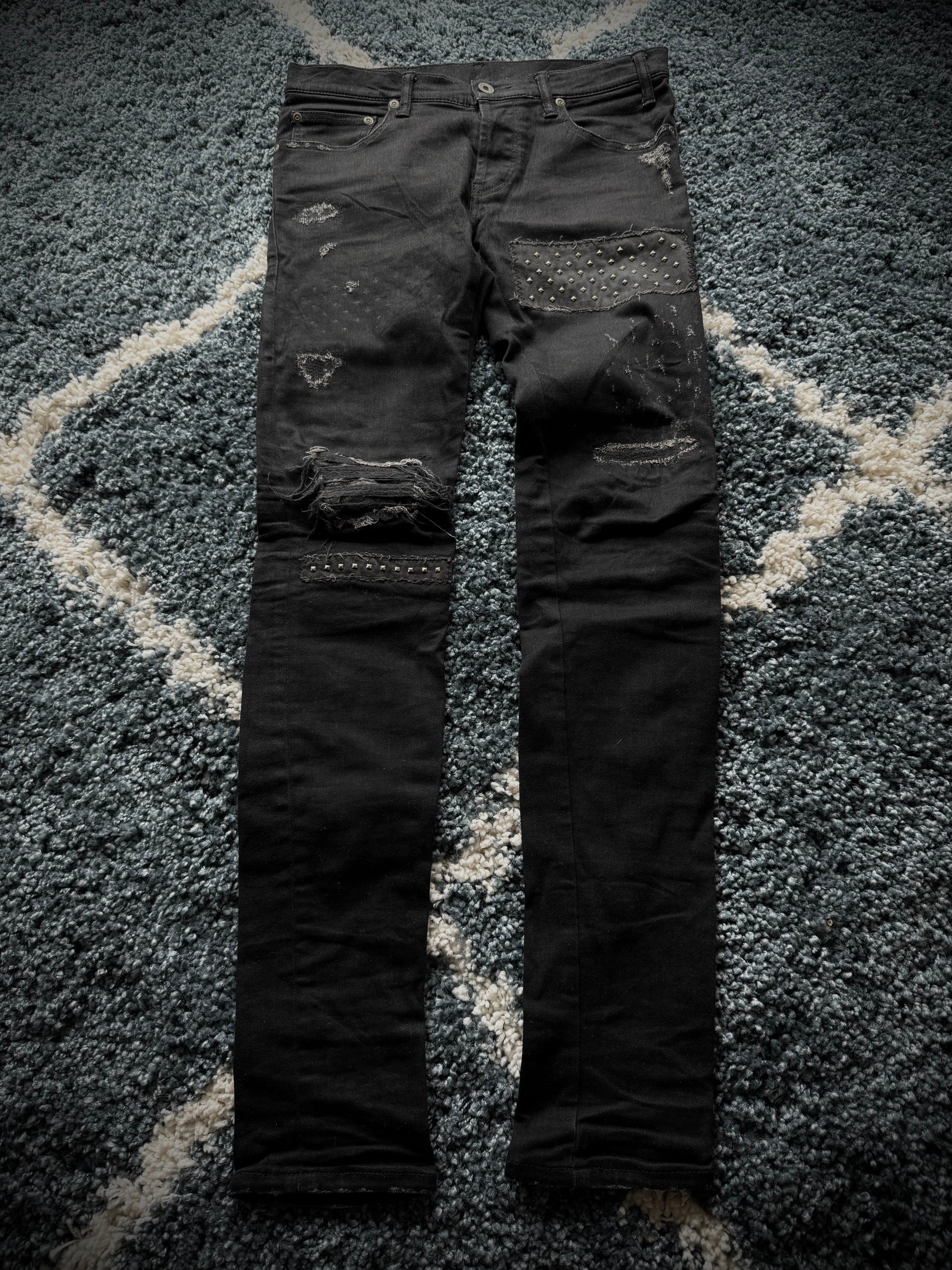 5351 Pour Les Hommes crashed studded skinny jeans