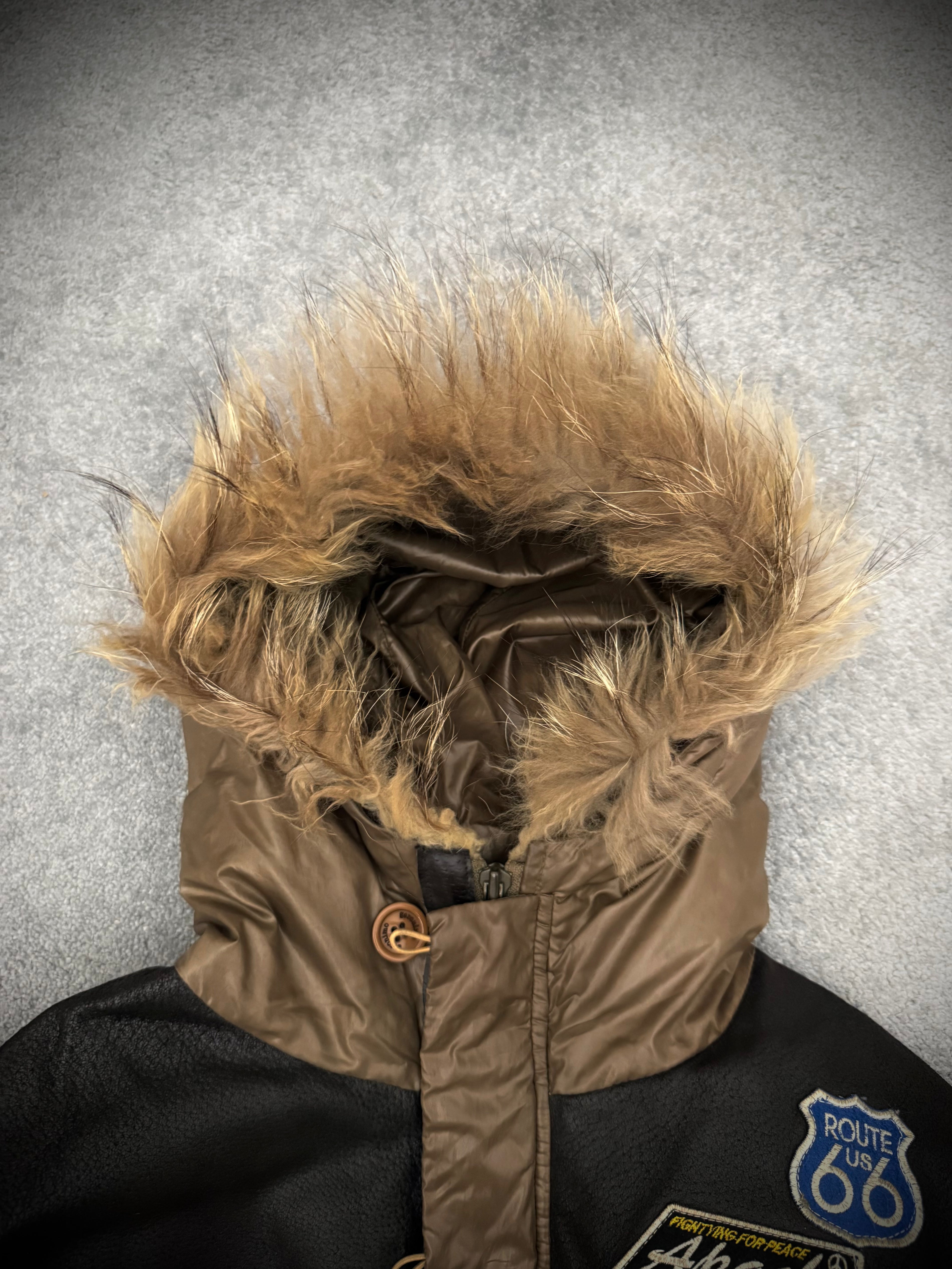 Geronimo fur puffer leather detailed jacket