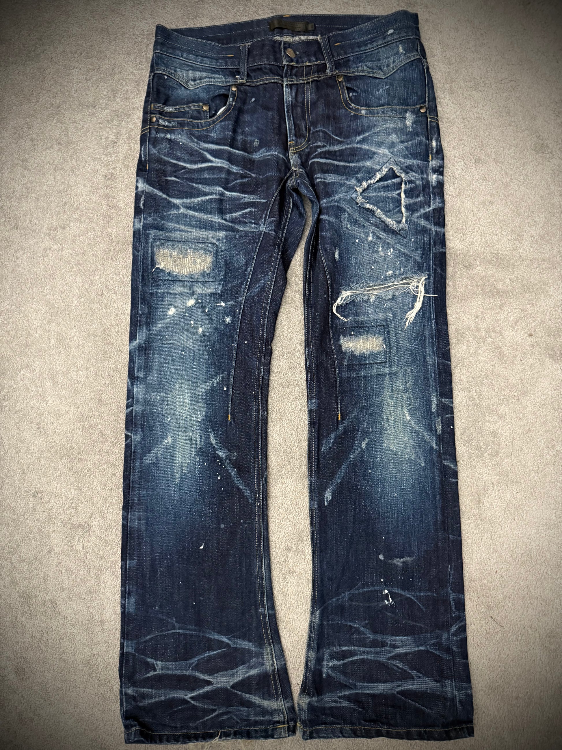 Jack Rose x Luv Maison ocean whisker washed distressed flared Pants