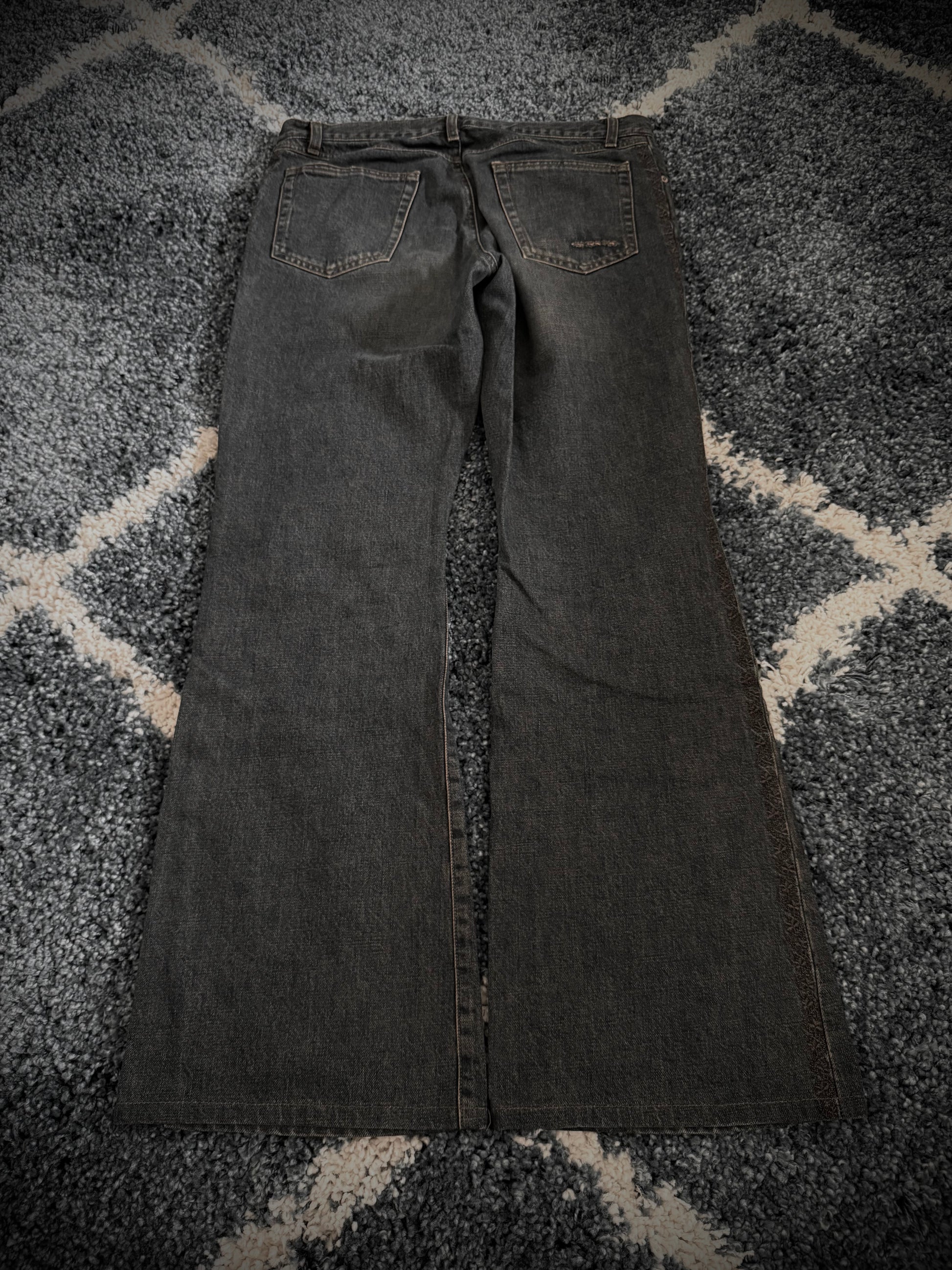 Comme ca men distressed backstripe flared denim