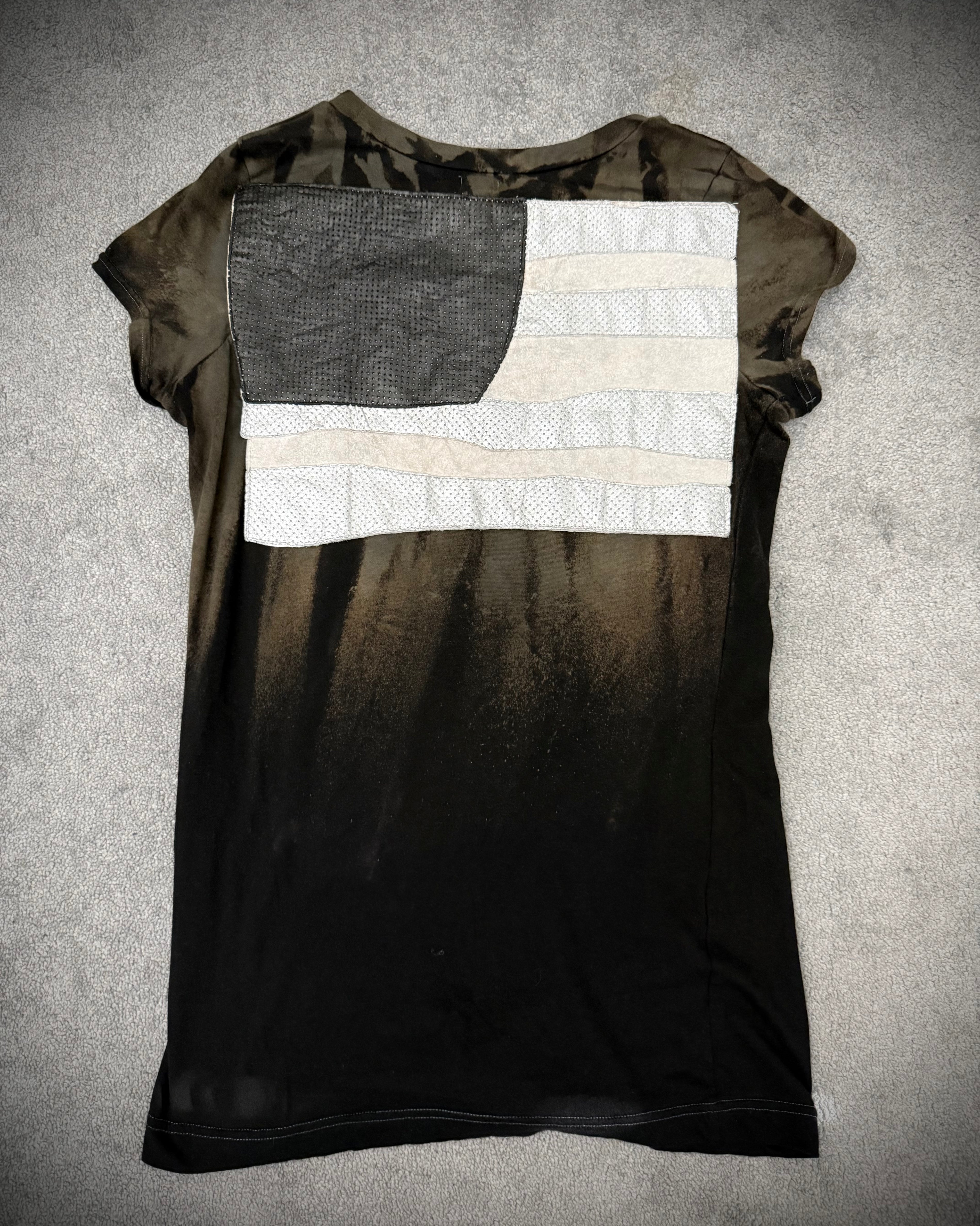 L.G.B reflective American flag leather patched shirt