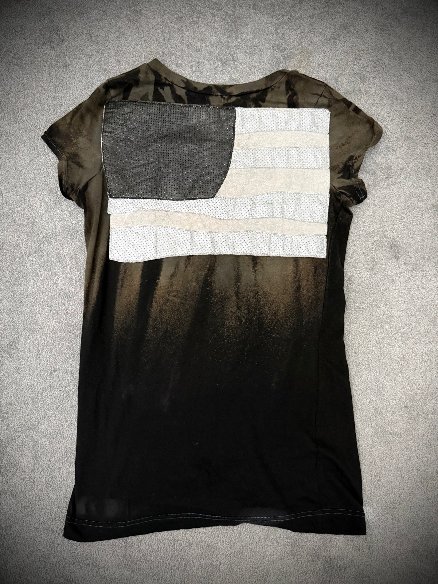 L.G.B reflective American flag leather patched shirt