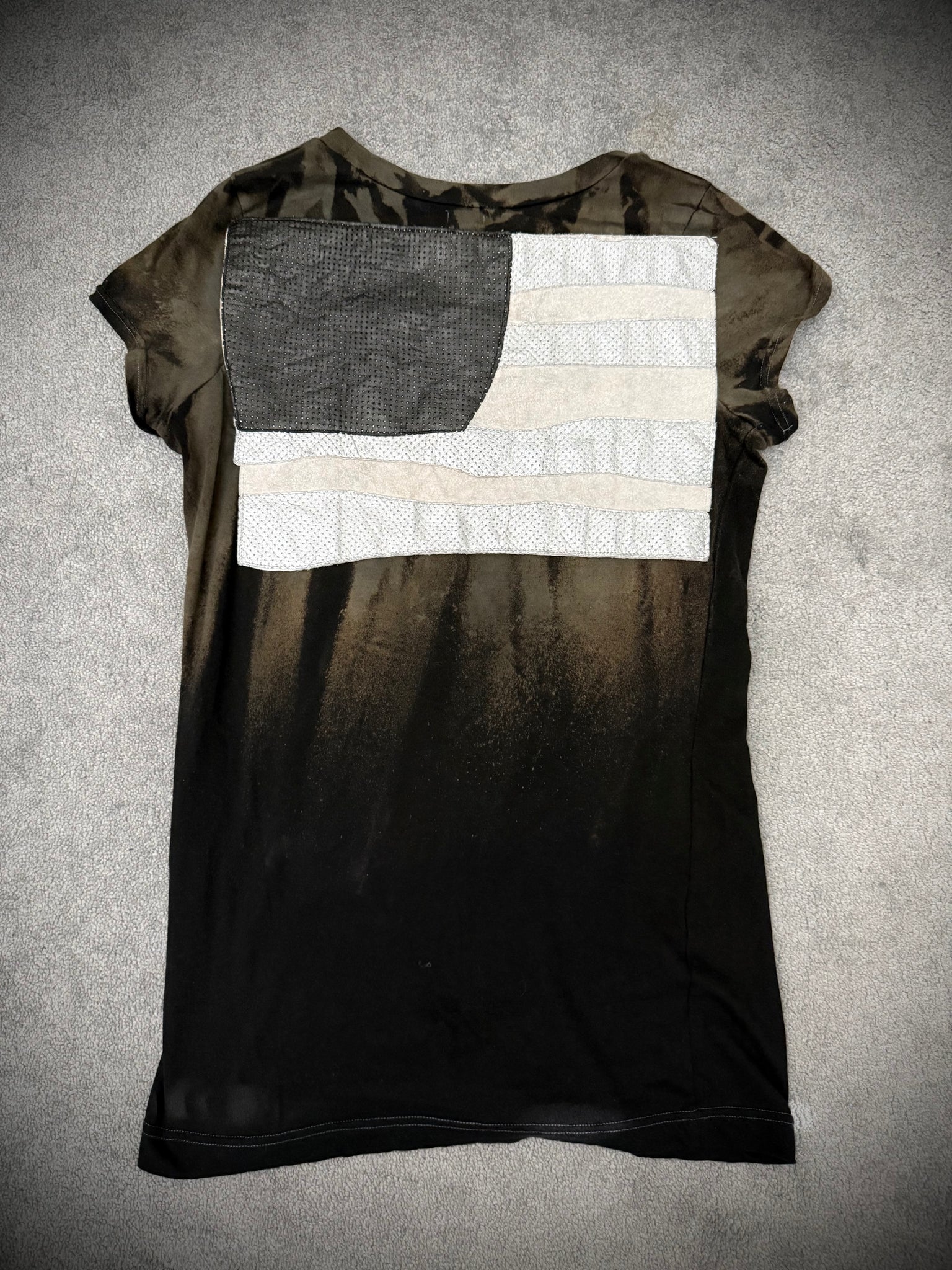 L.G.B reflective American flag leather patched shirt