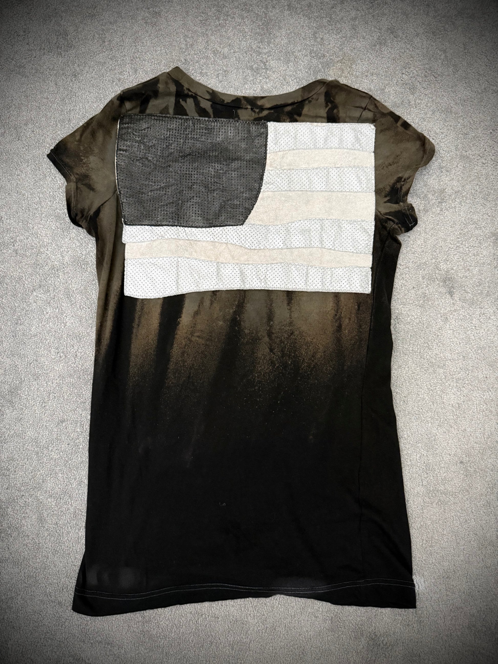 L.G.B reflective American flag leather patched shirt