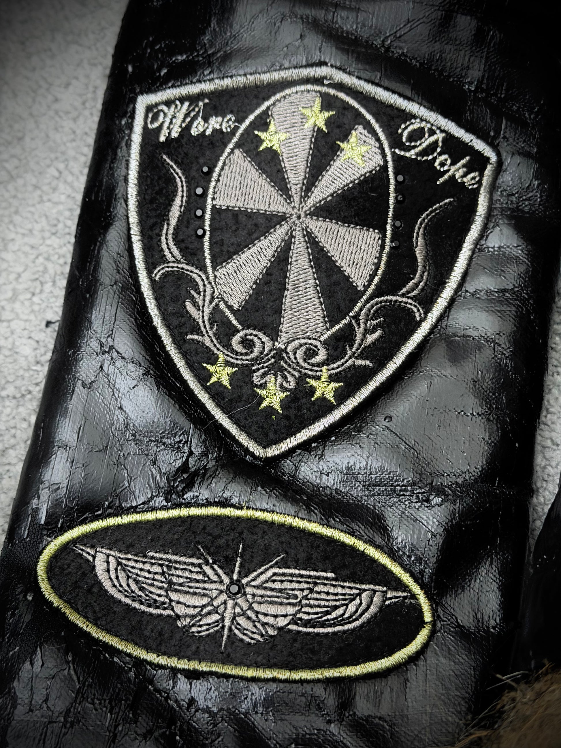 Midas Obsidian Patched Fur Jacket
