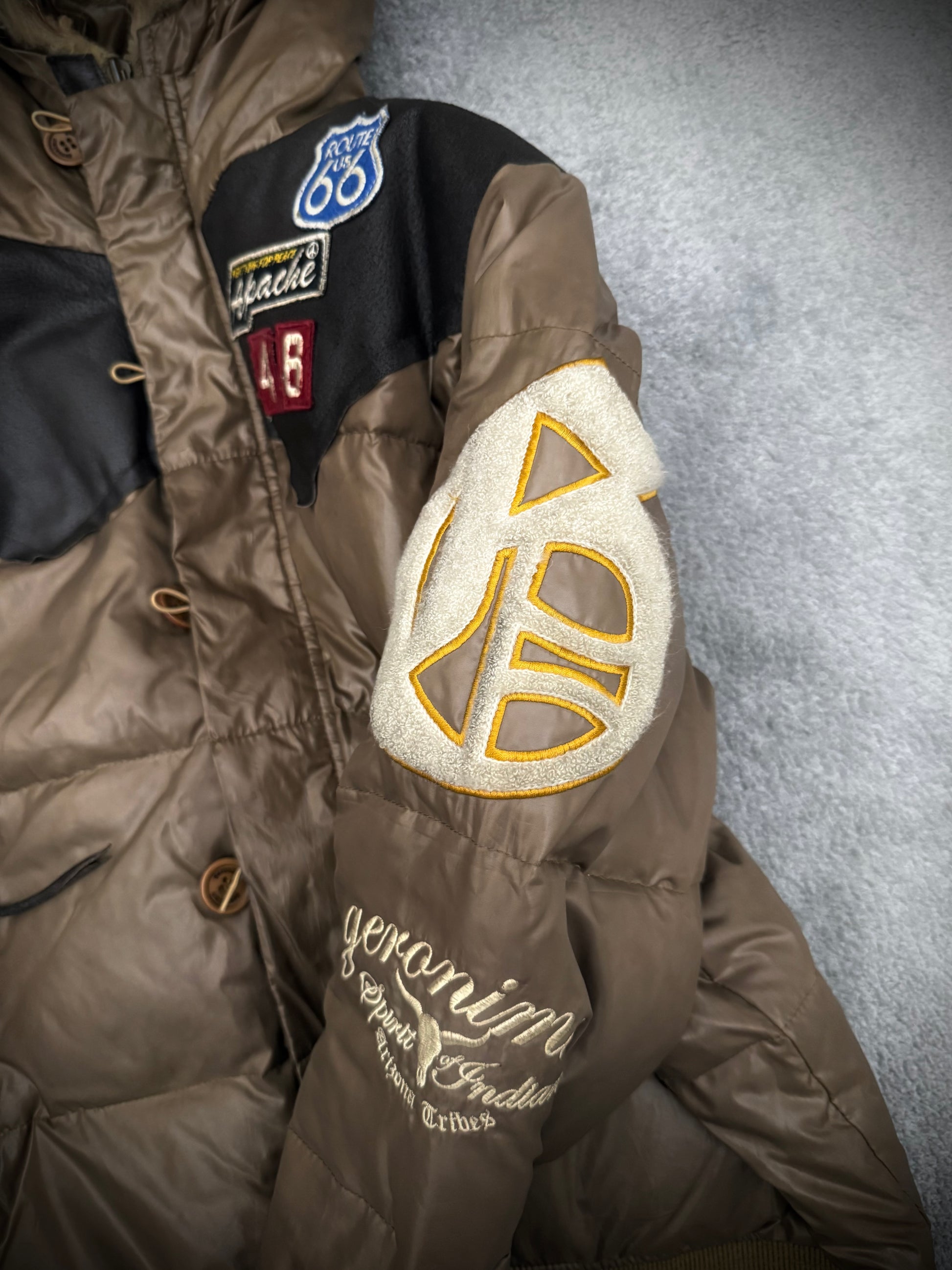 Geronimo fur puffer leather detailed jacket