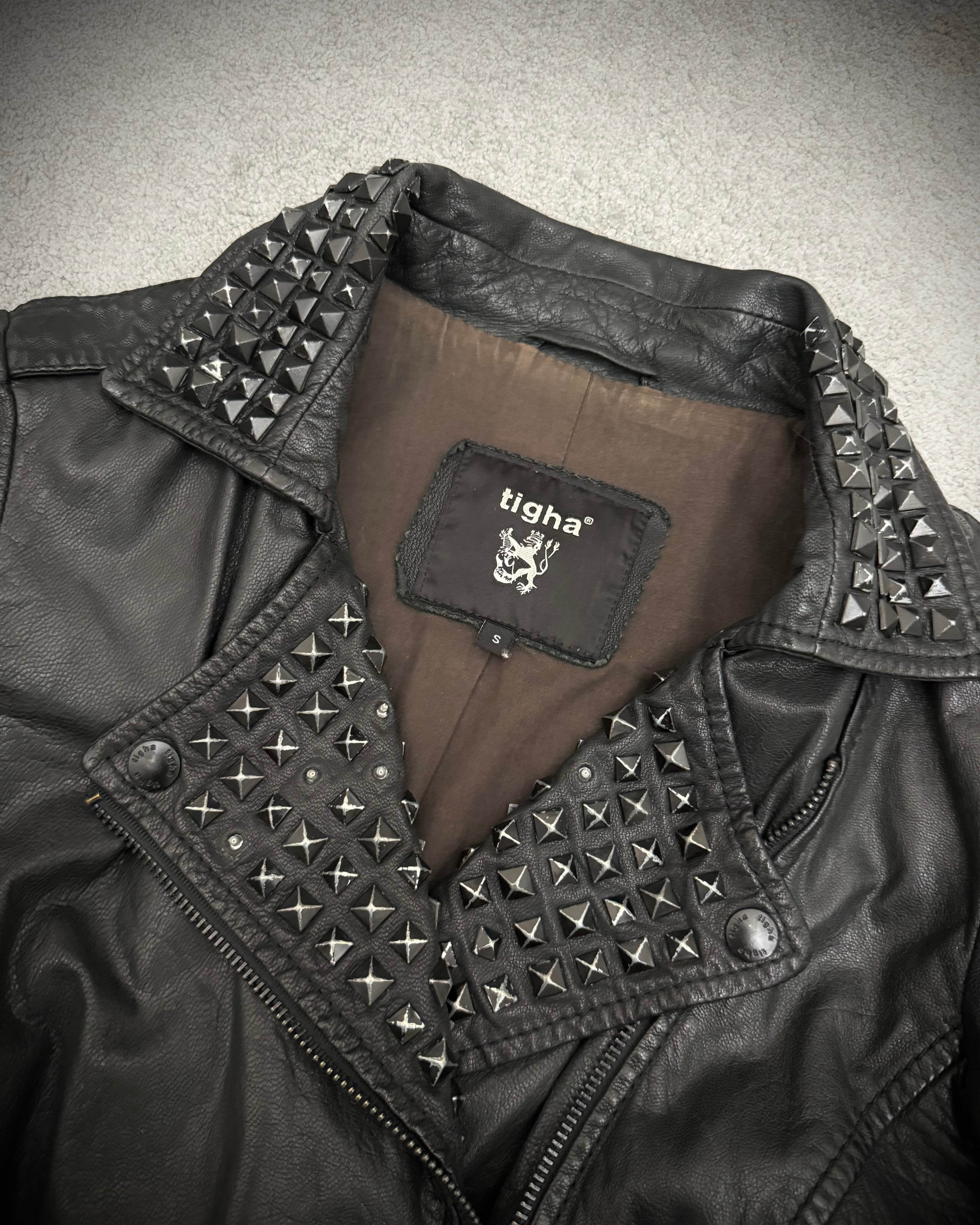 Tigha studded double rider leather jacket