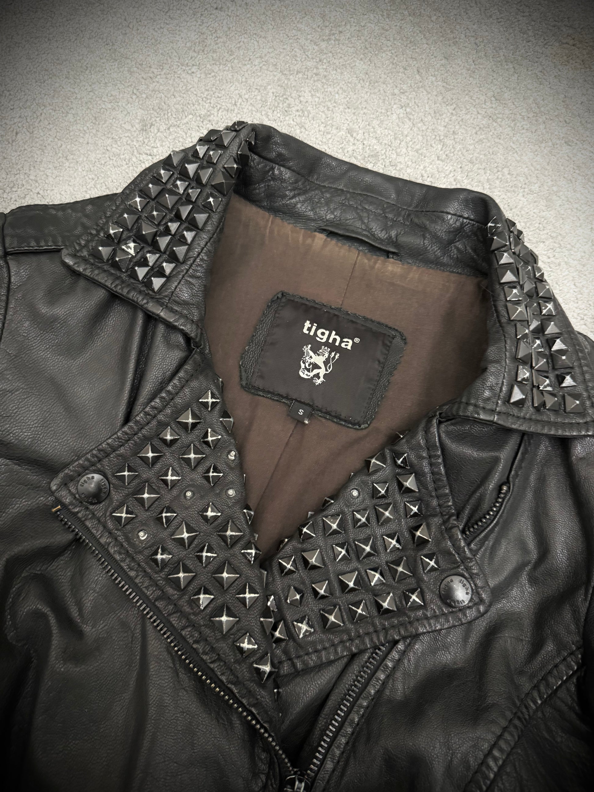 Tigha studded double rider leather jacket