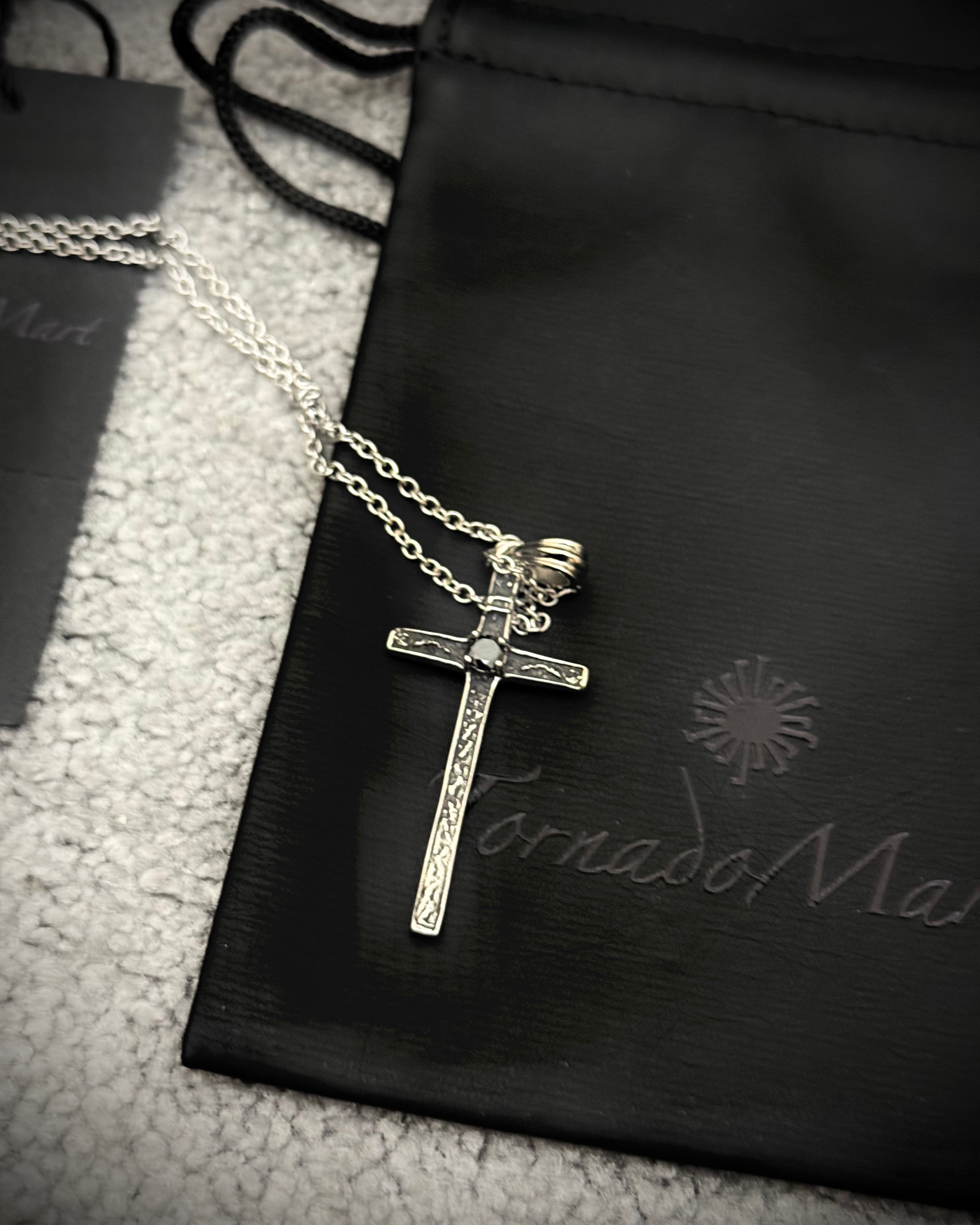 Tornado Mart Phantom cross centered gemstone necklace