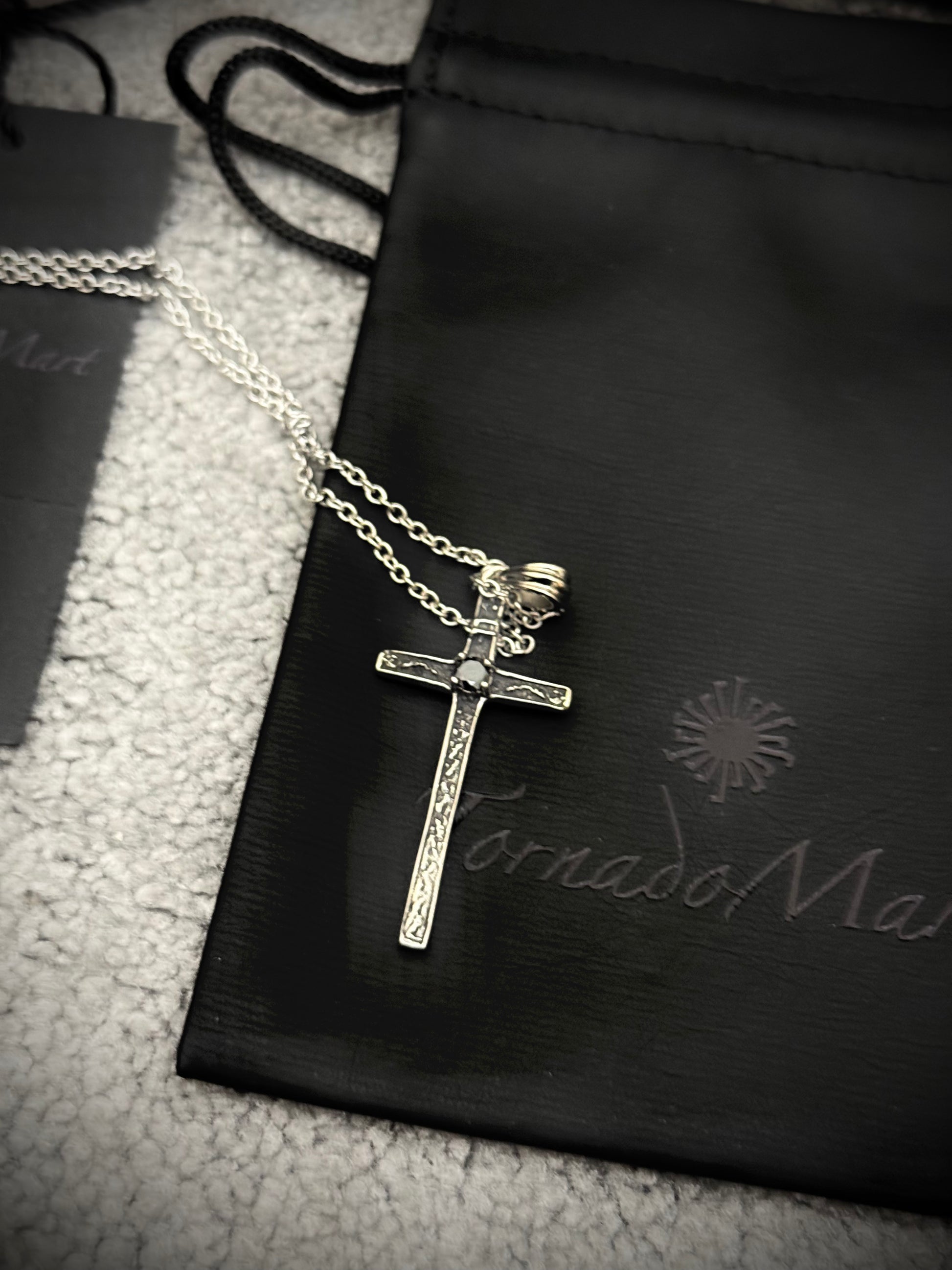 Tornado Mart Phantom cross centered gemstone necklace