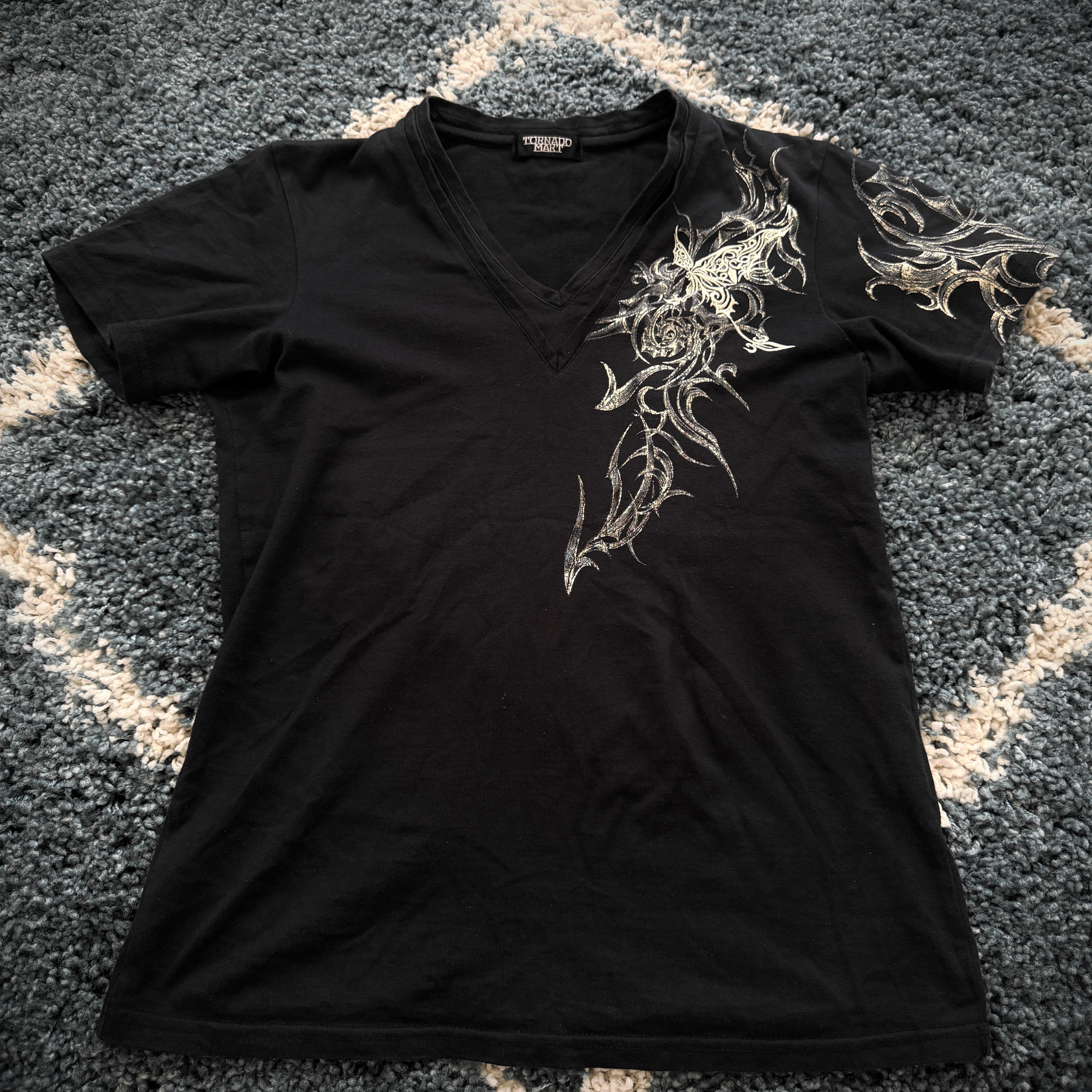 Tornado Mart Tribal Butterfly Embroidered Shirt