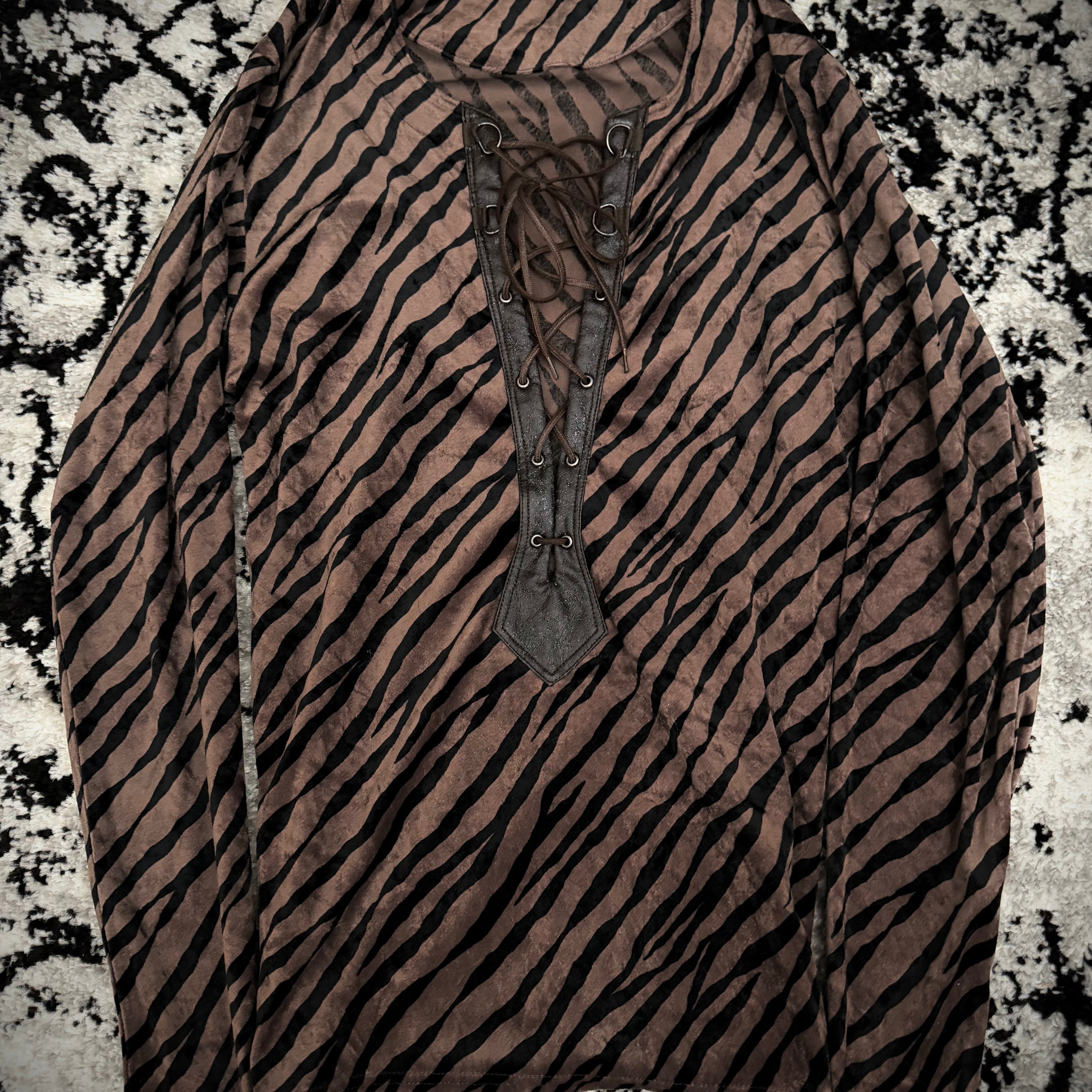 Tornado Mart Laced Up Velour Zebra Longsleeve