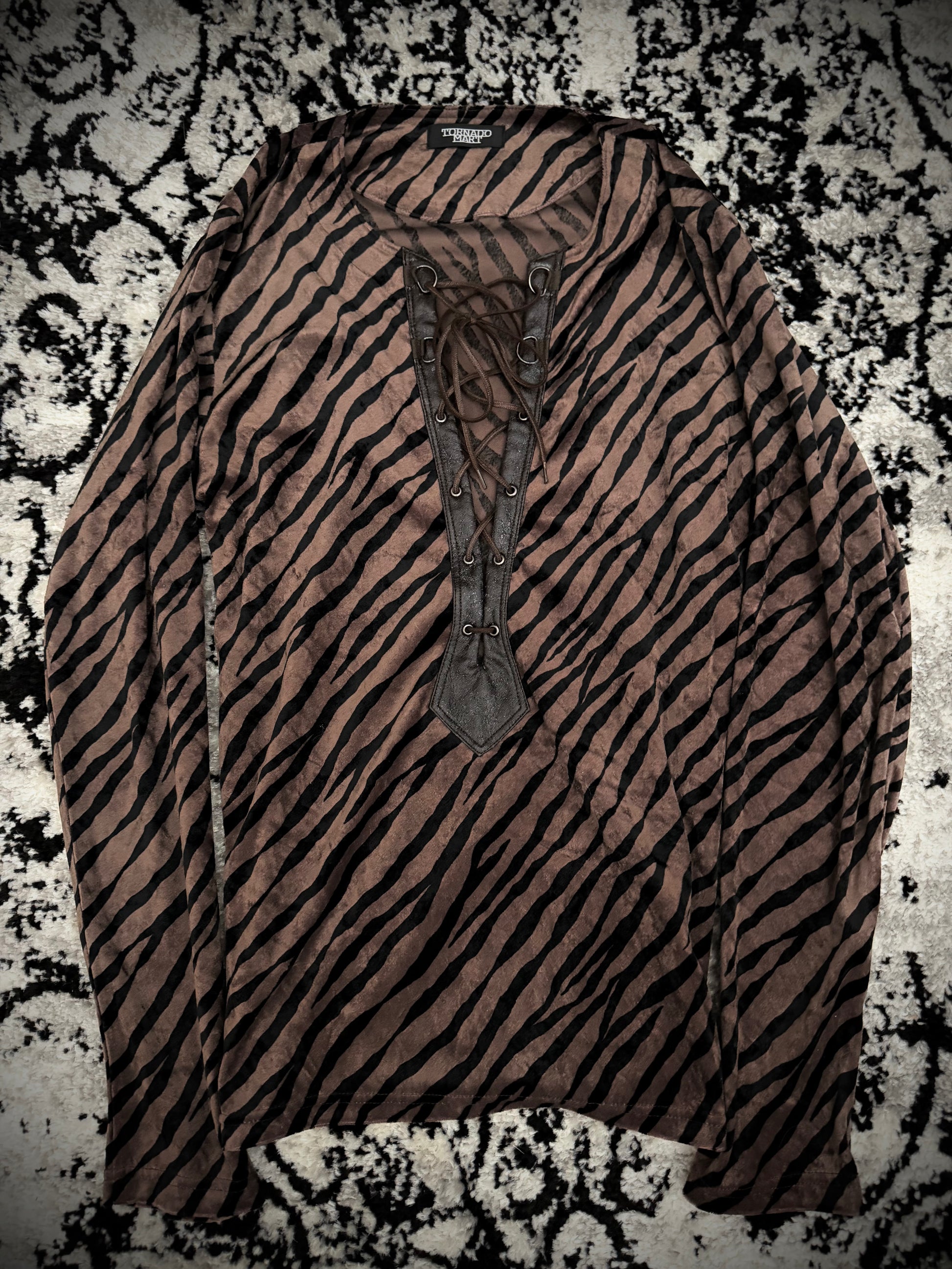 Tornado Mart Laced Up Velour Zebra Longsleeve