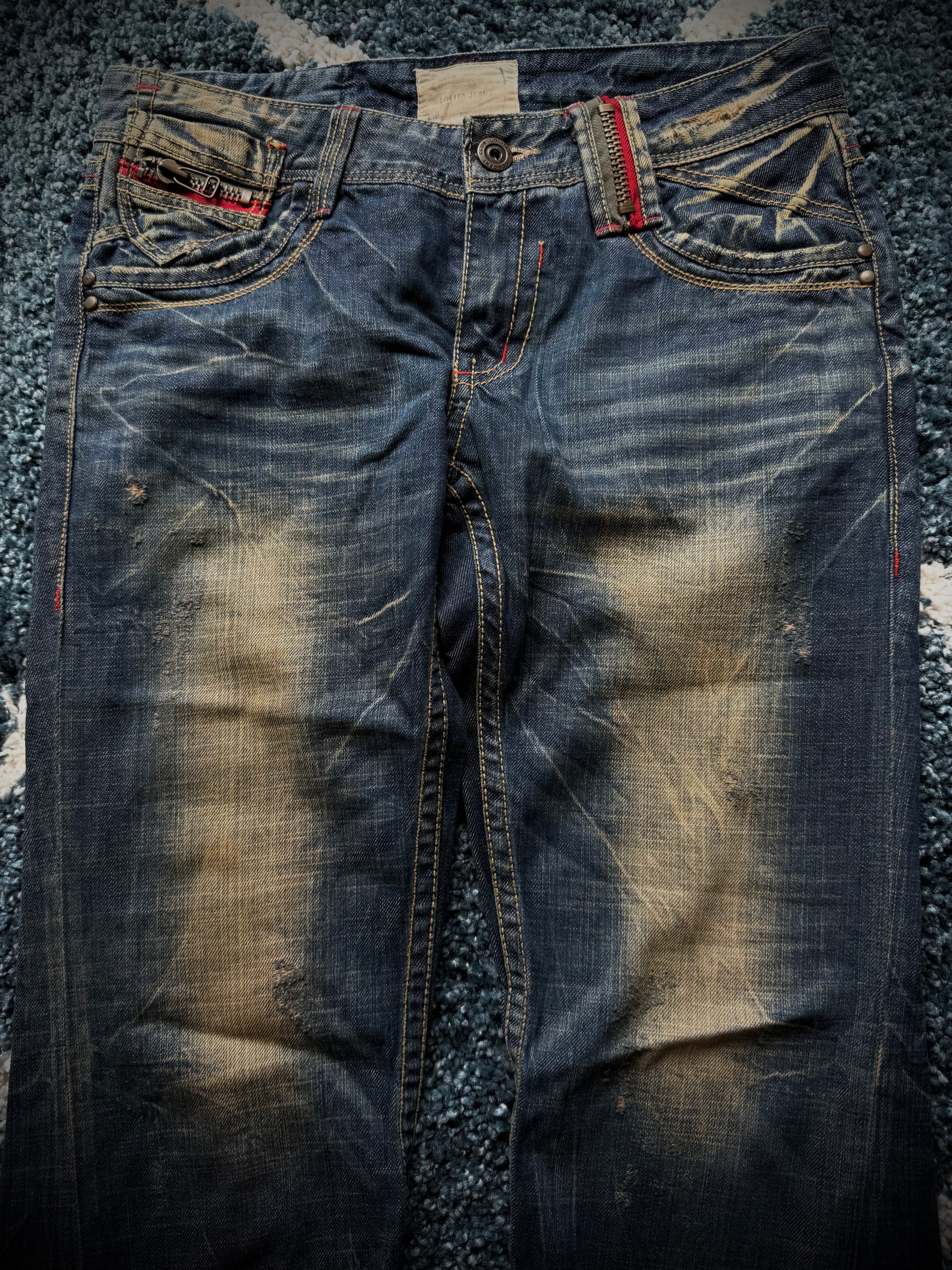 Lolita zipp mud washed flared jeans