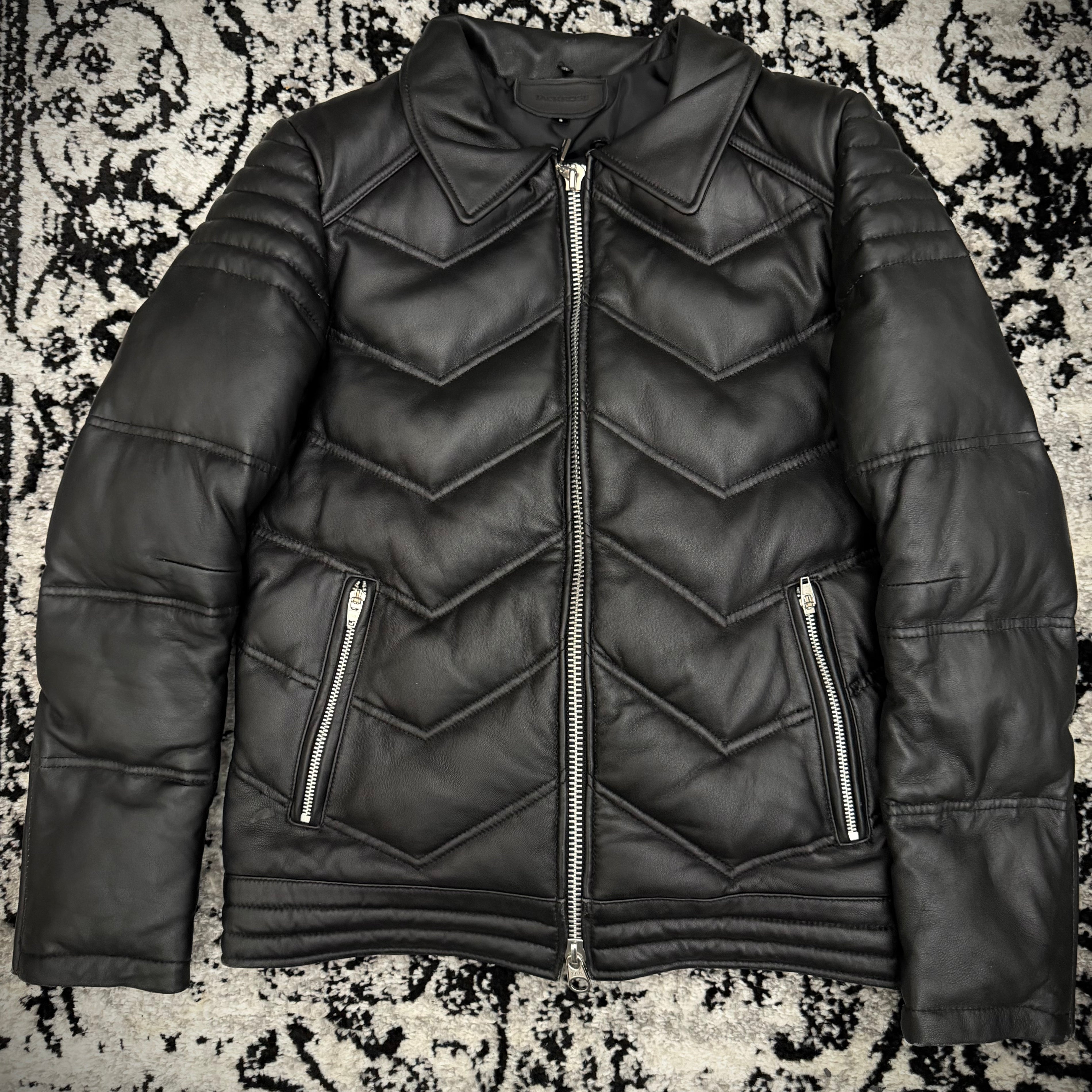 Jack Rose Leather Puffer Jacket