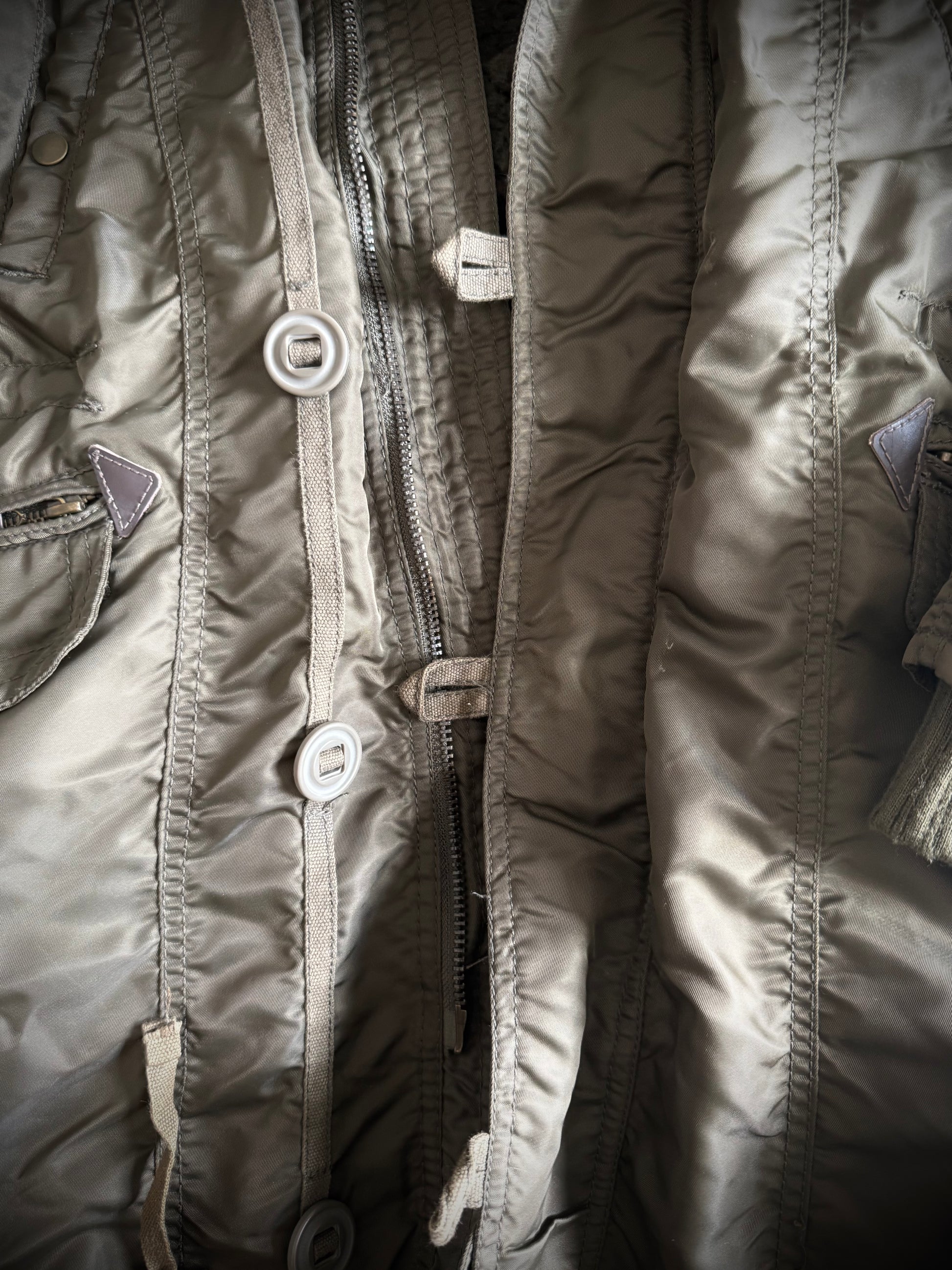 G.O.A Raccoon split fur coat wool interior