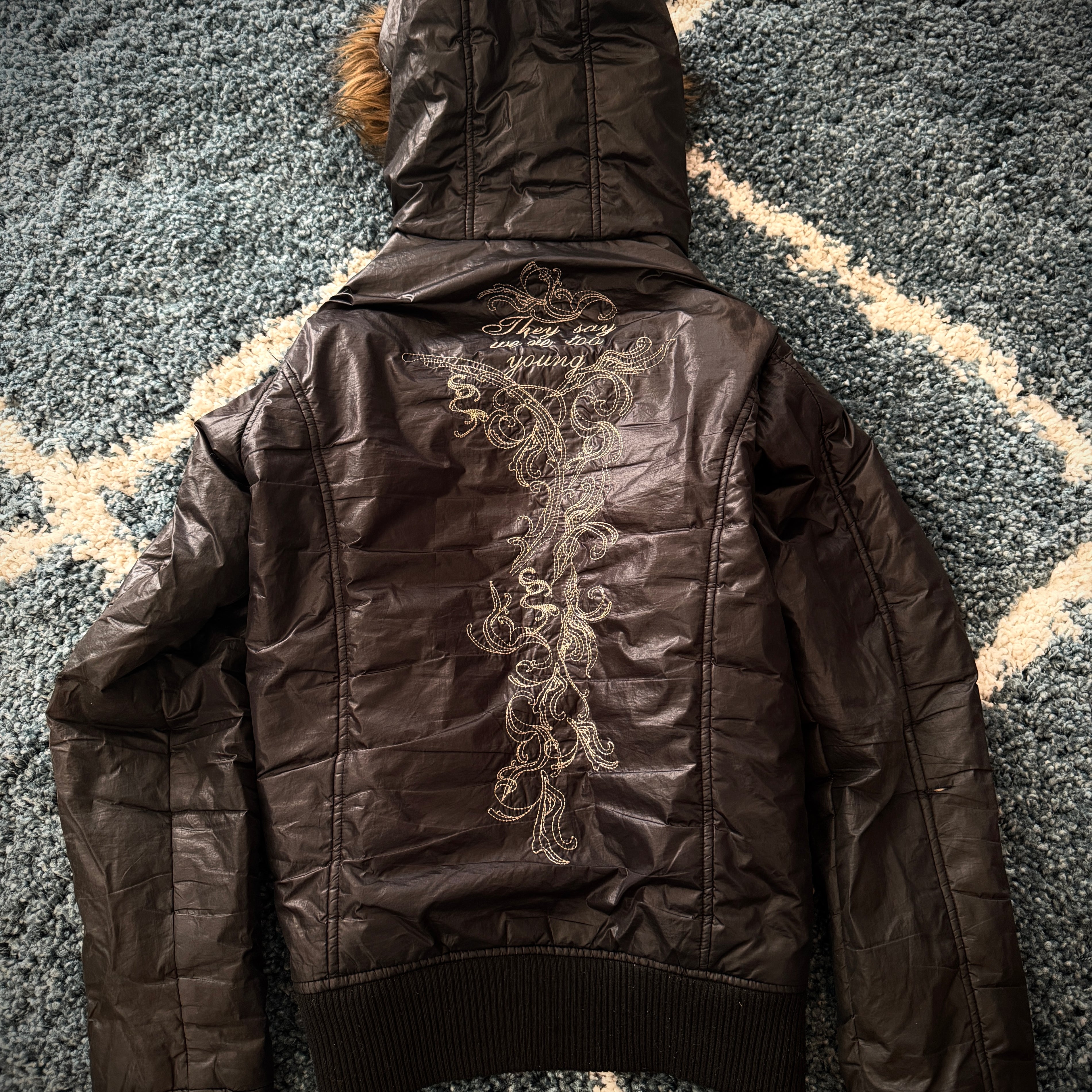 Midas Tribal Embroidery Poem Puffer Jacket