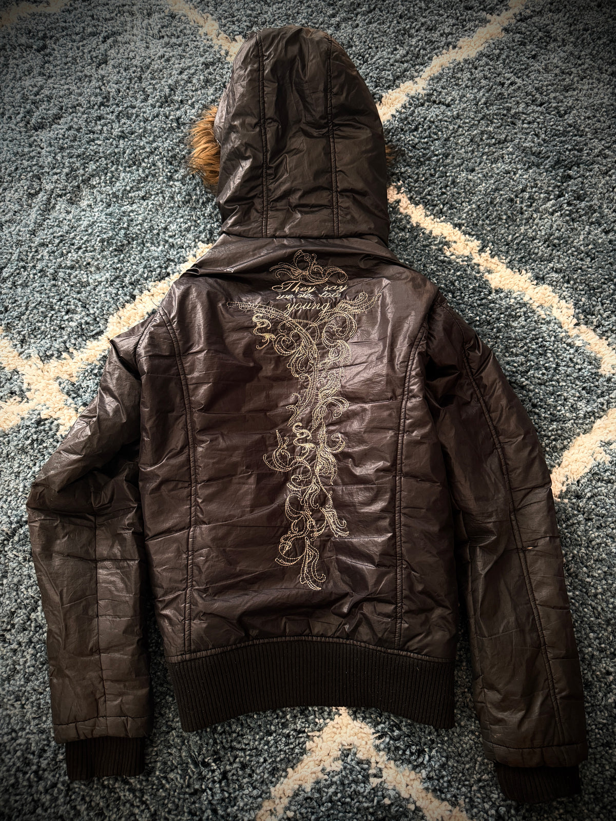 Midas Tribal Embroidery Poem Puffer Jacket