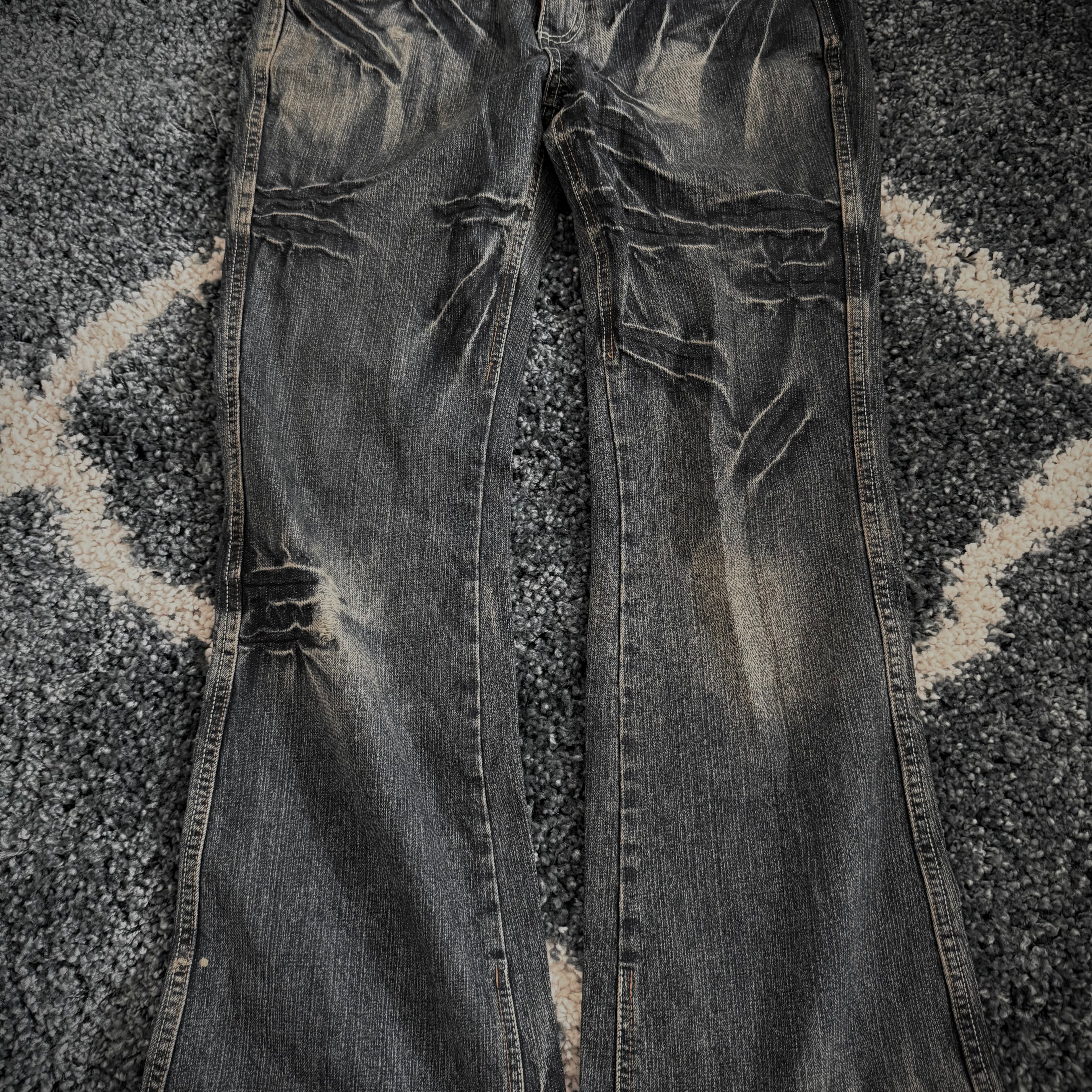 Indecent phantom leather details flared denim