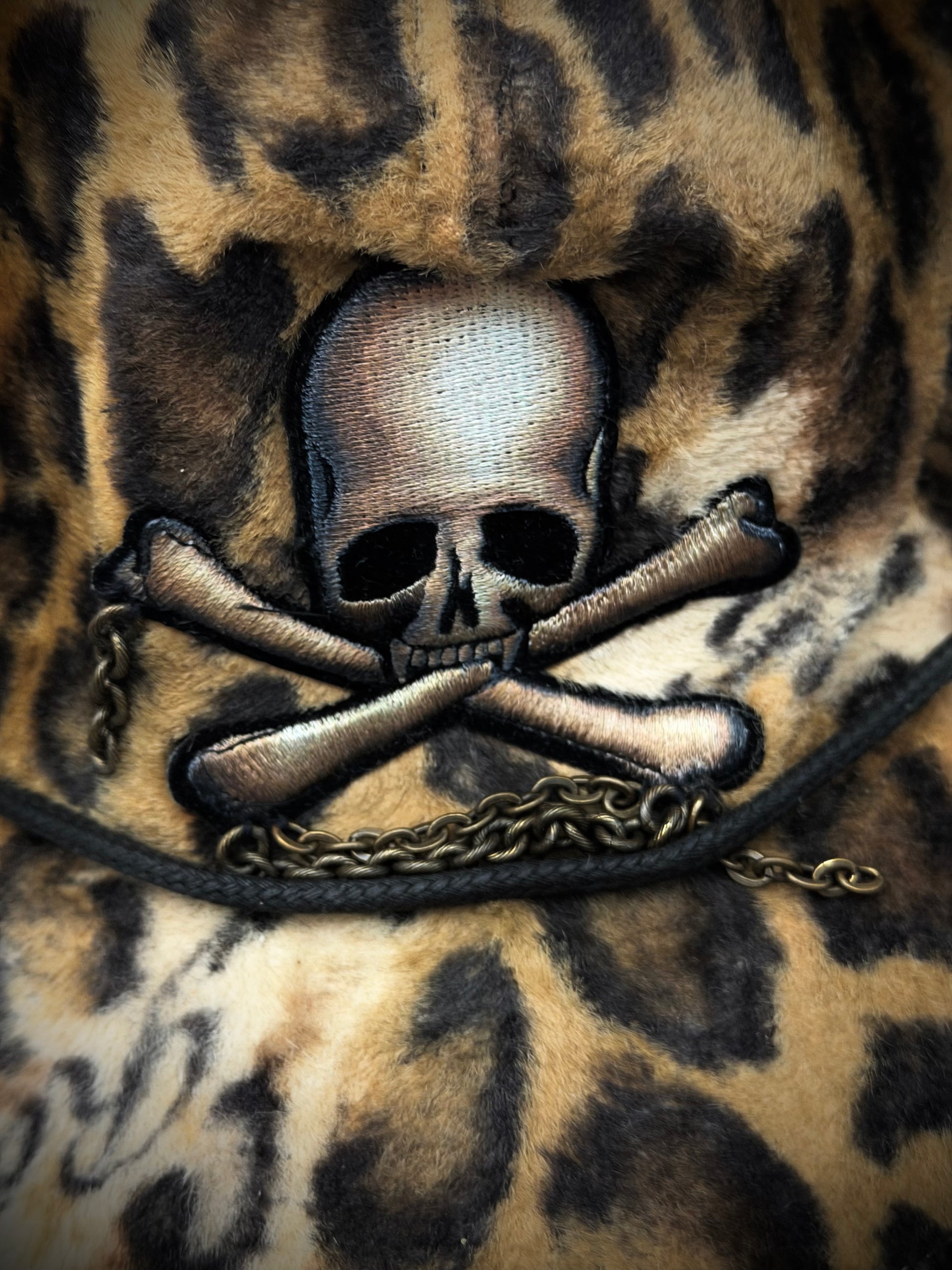 Roen Chained Leopard Fur Trucker Cap