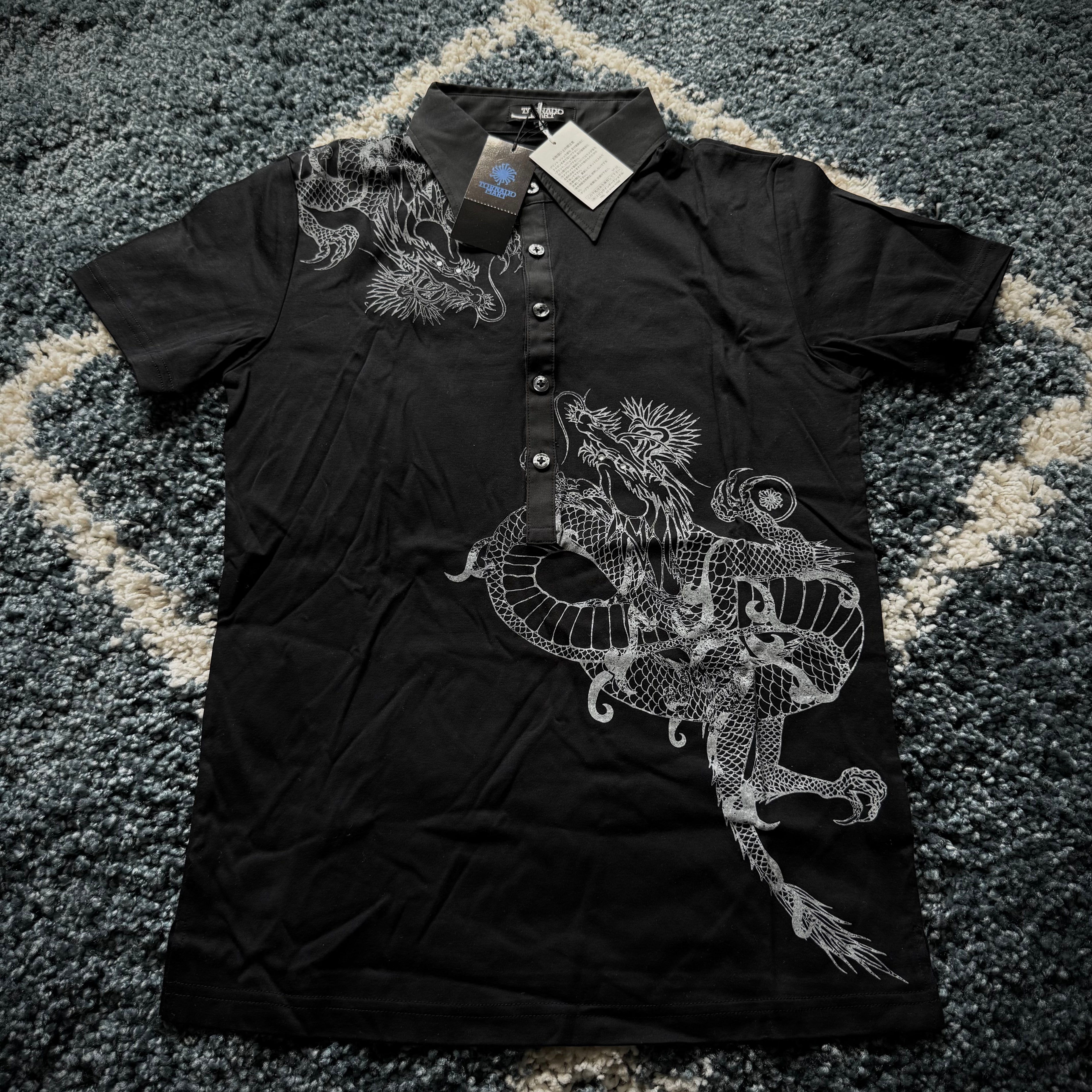 Tornado Mart rhinestone dragon polo shirt