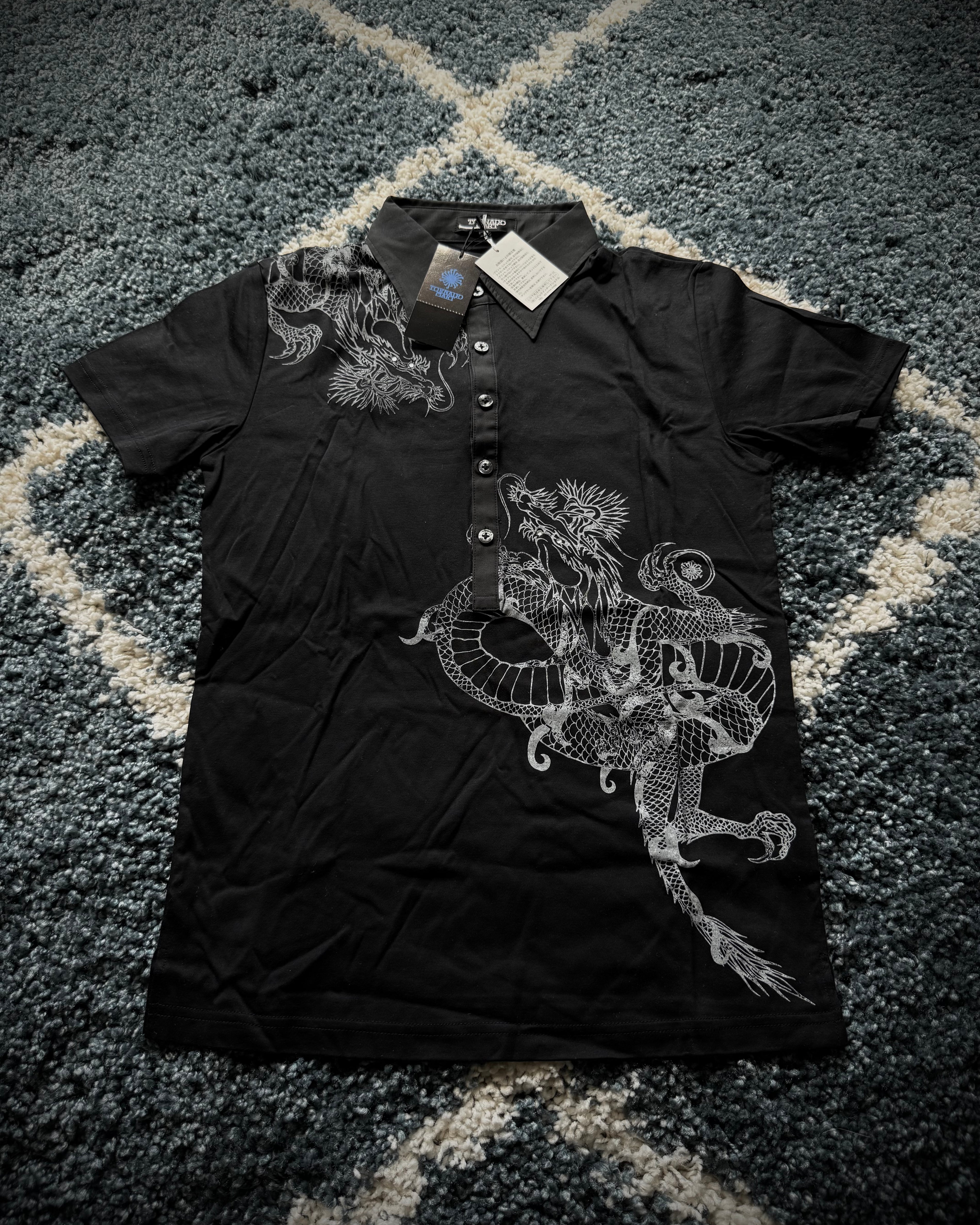 Tornado Mart rhinestone dragon polo shirt