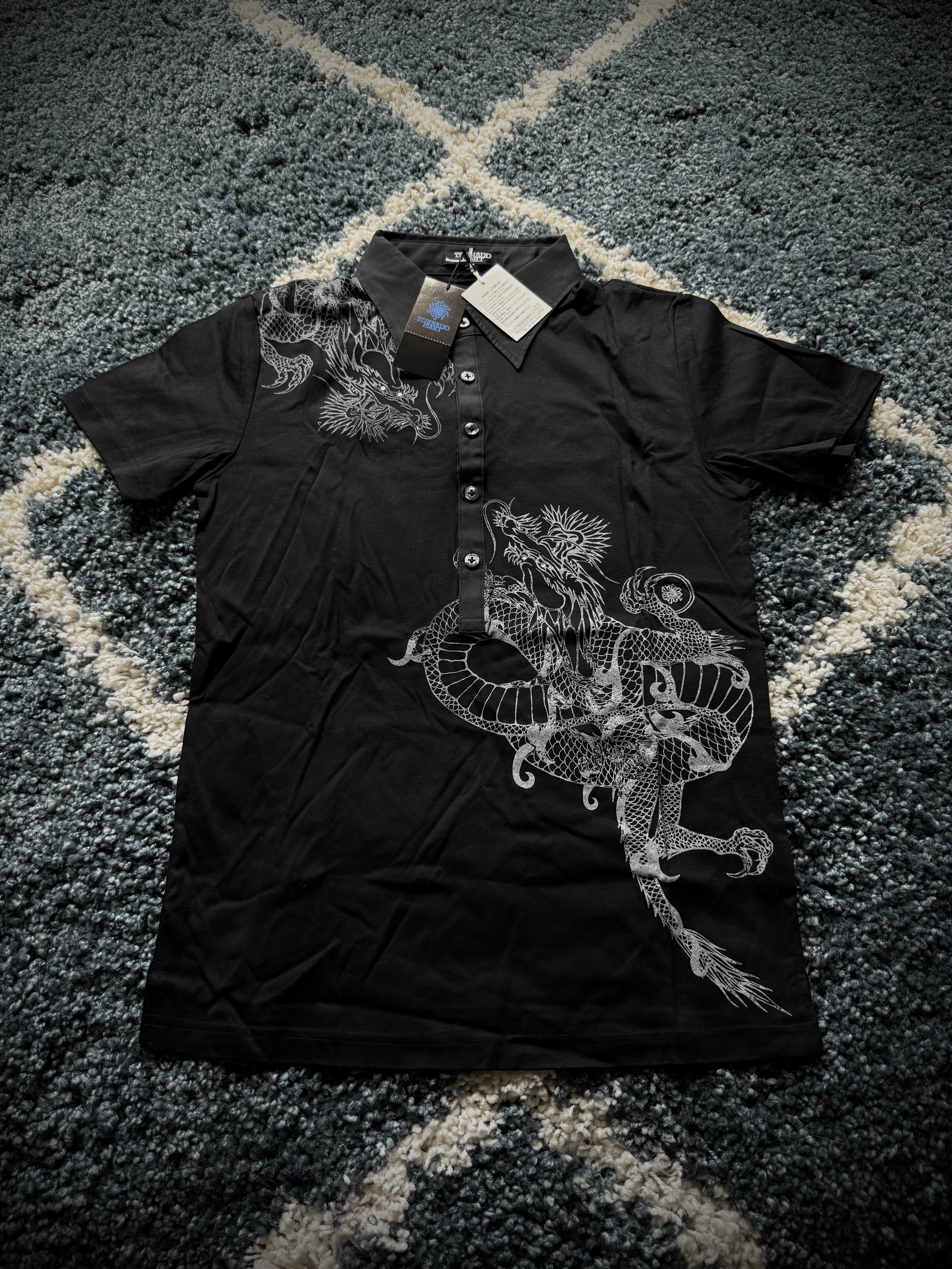 Tornado Mart rhinestone dragon polo shirt