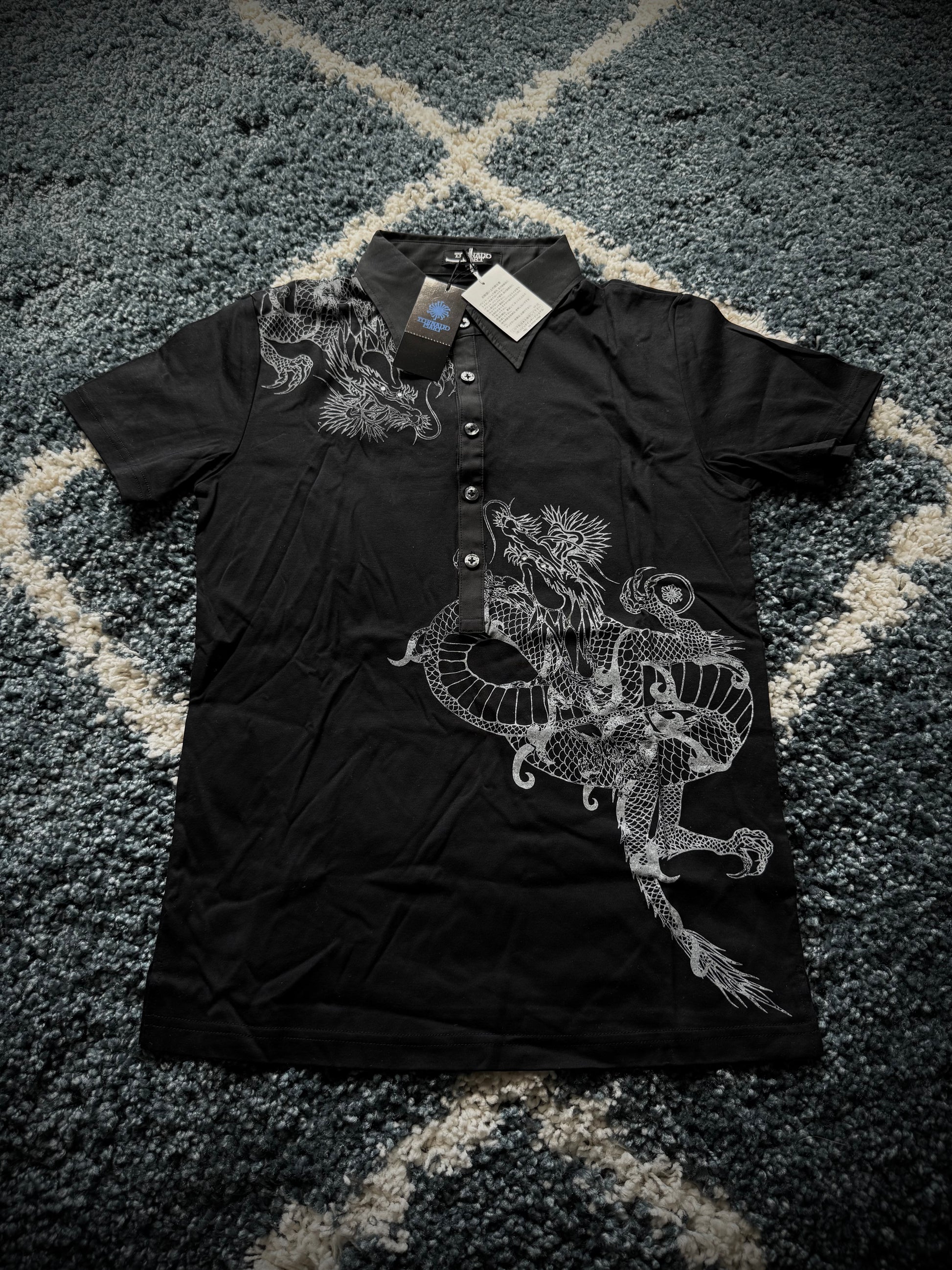 Tornado Mart rhinestone dragon polo shirt