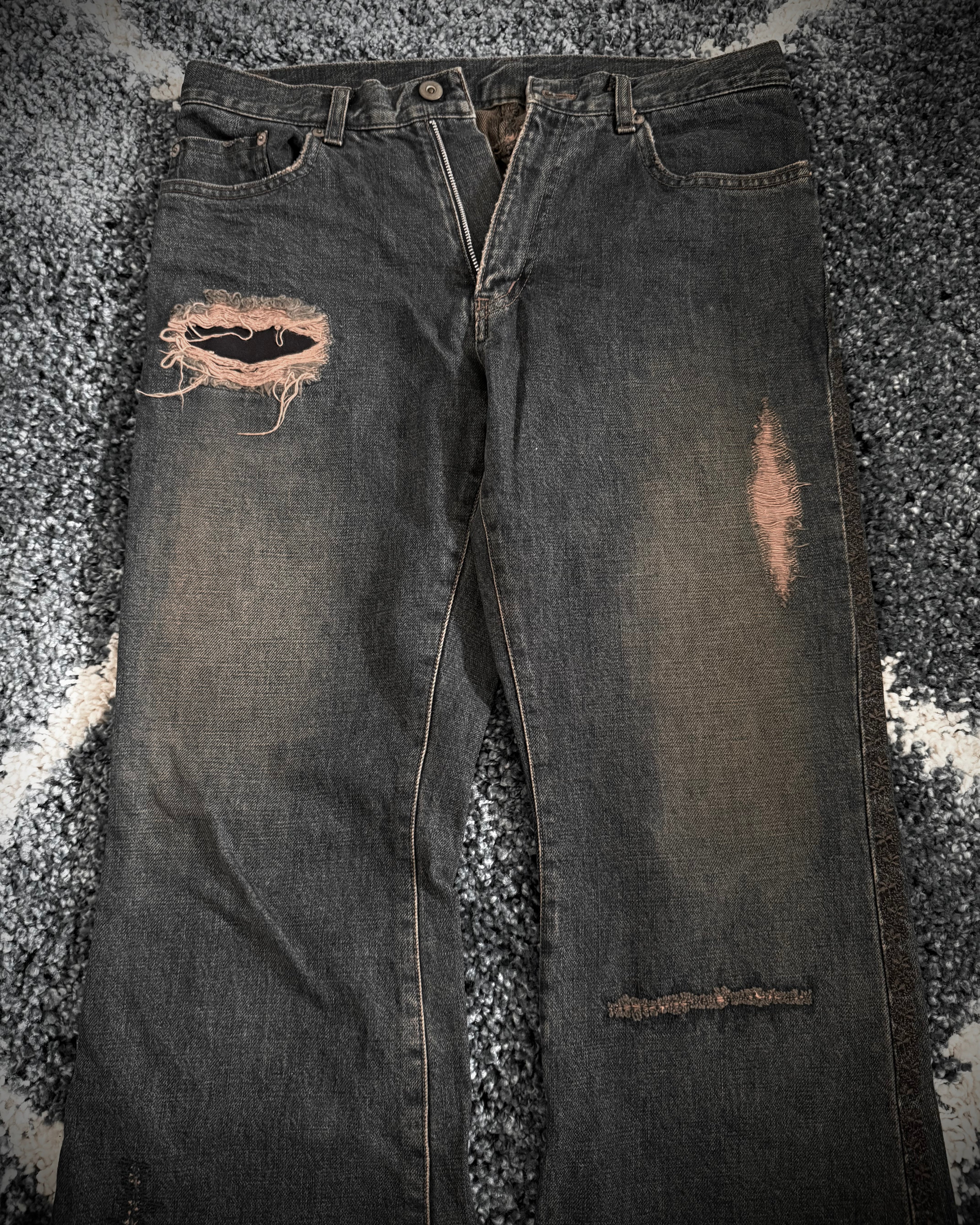 Comme ca men distressed backstripe flared denim
