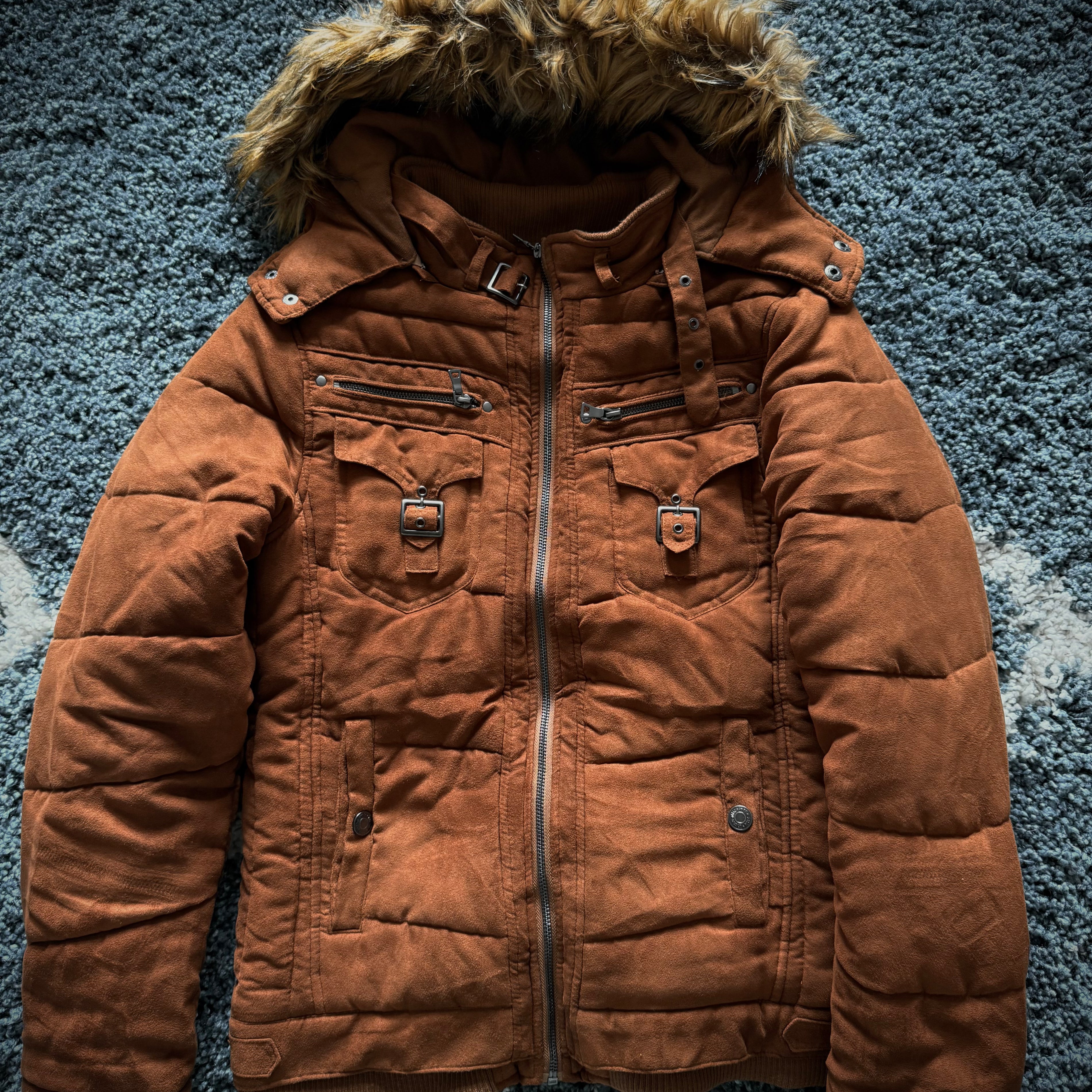 In the attic detachable hood fur puffer jacket