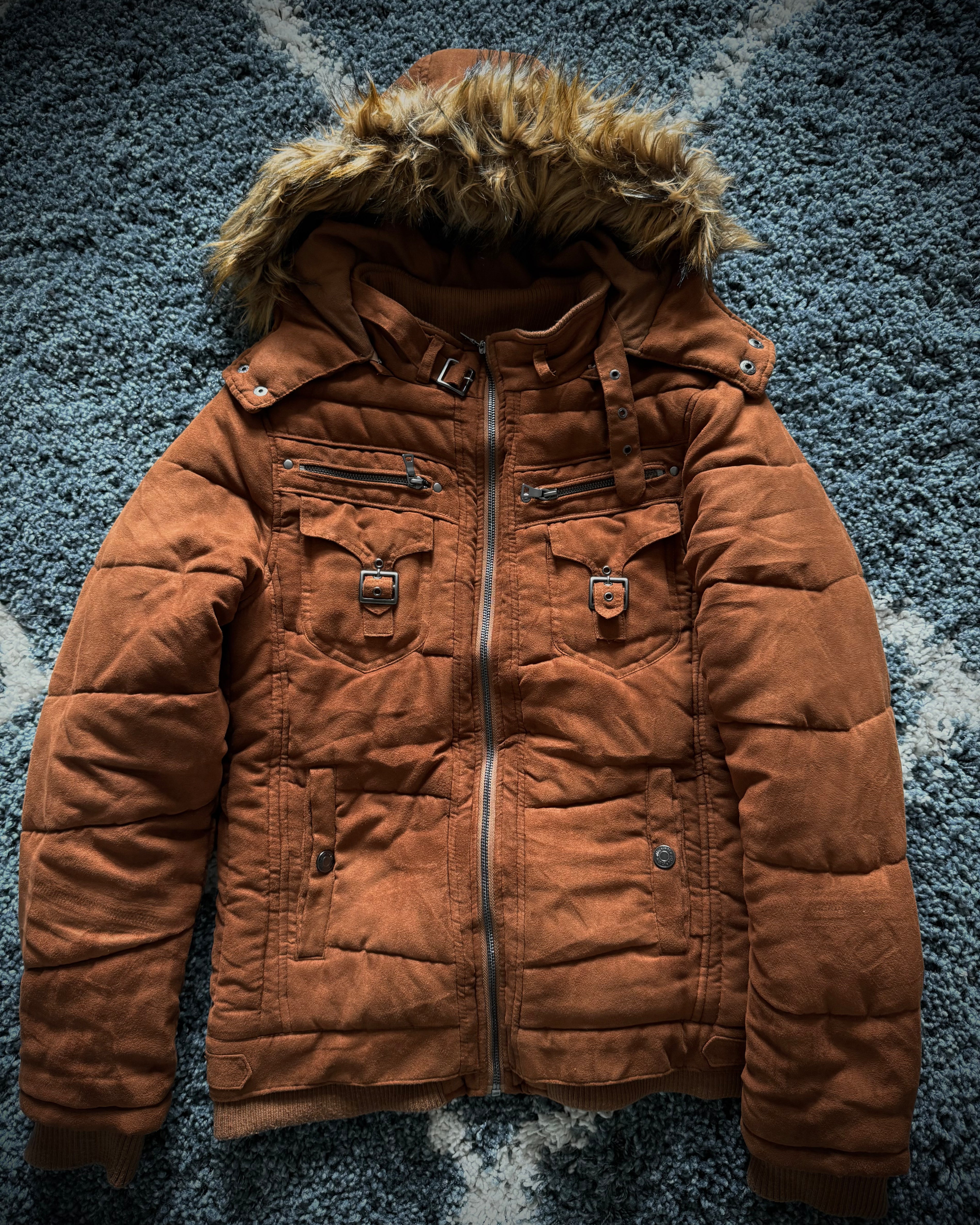 In the attic detachable hood fur puffer jacket