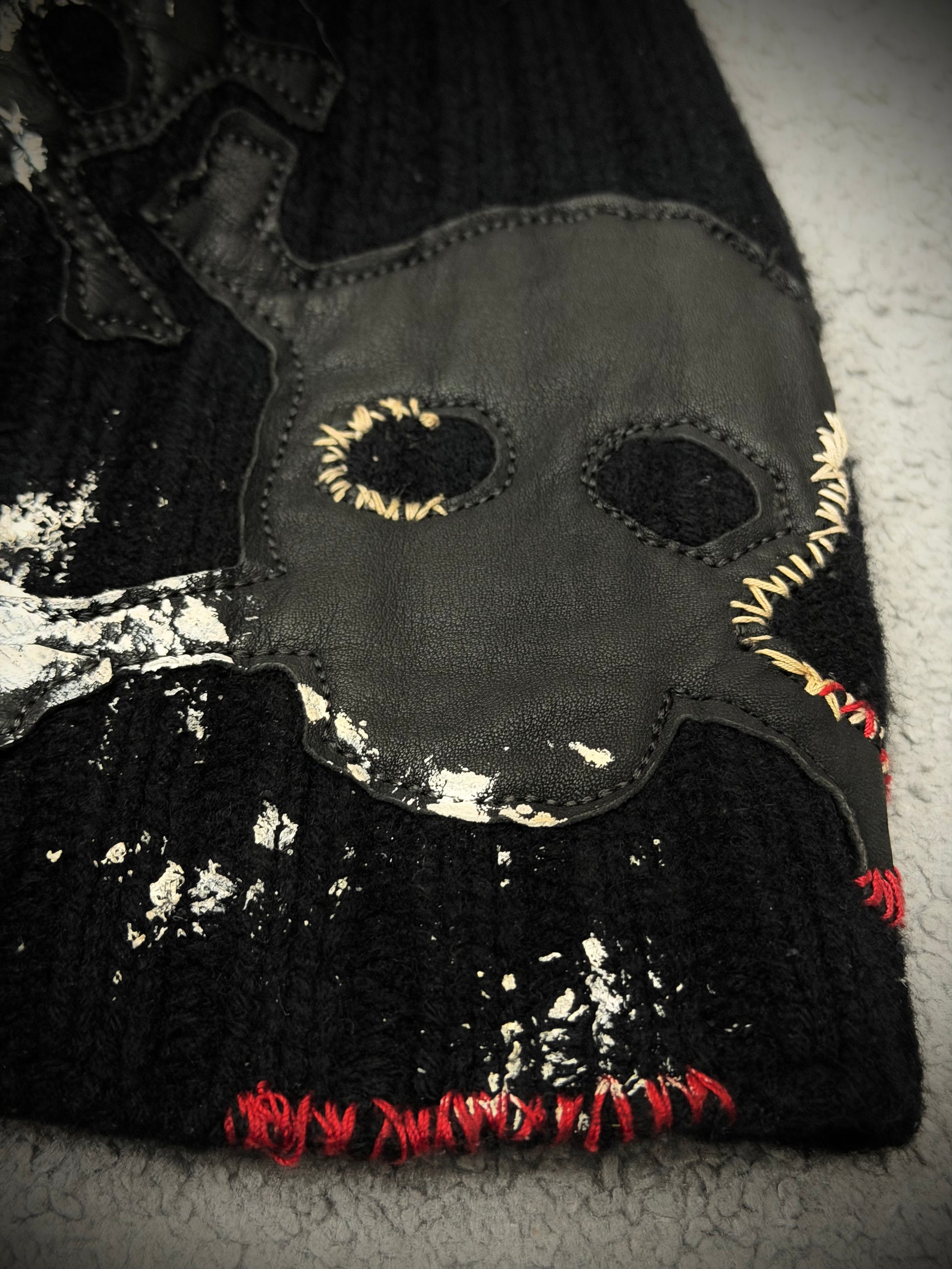 L.G.B. skull Leather Patched Beanie