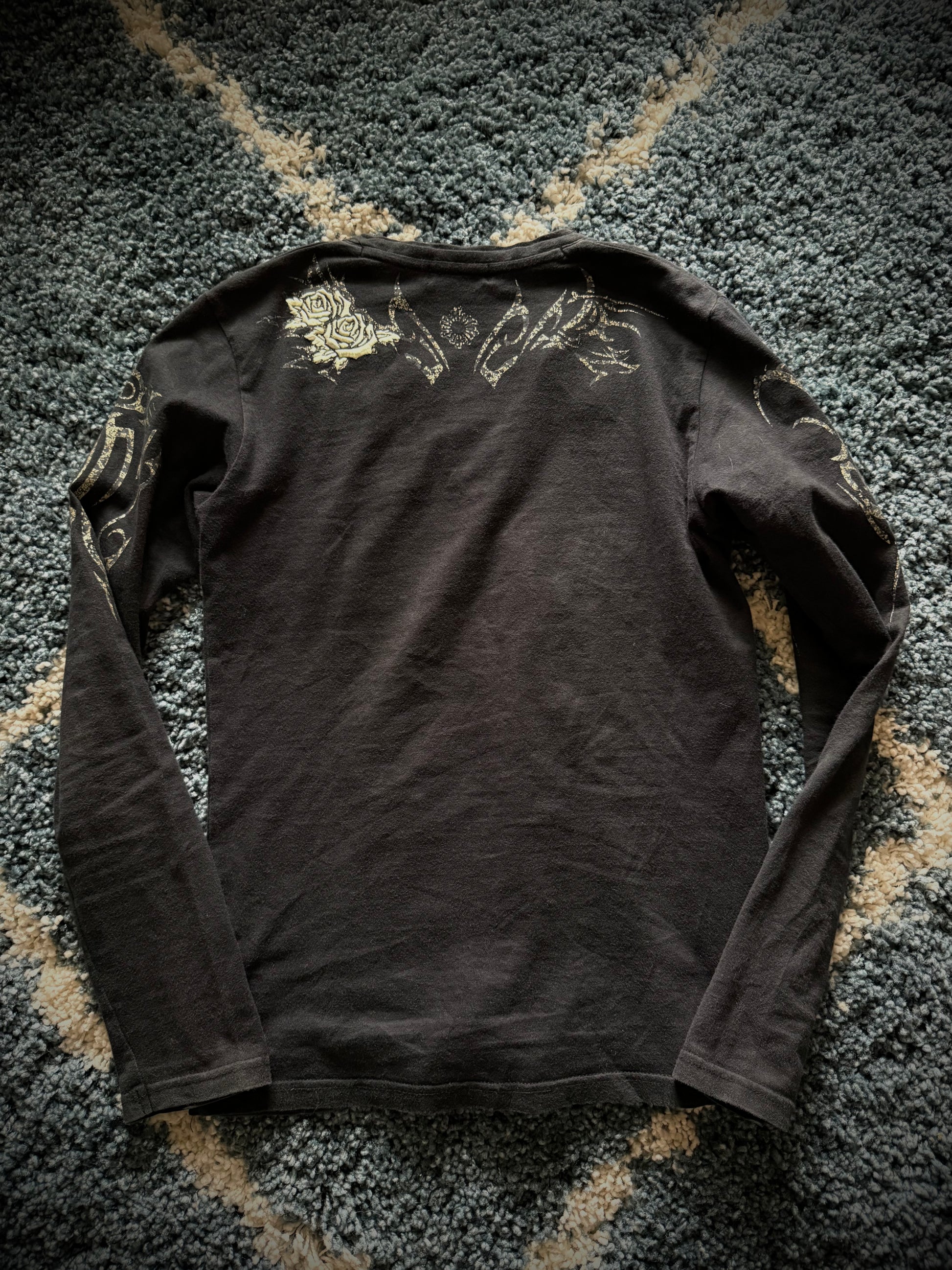 Tornado Mart Tribal Infusion embroidered rose longsleeve