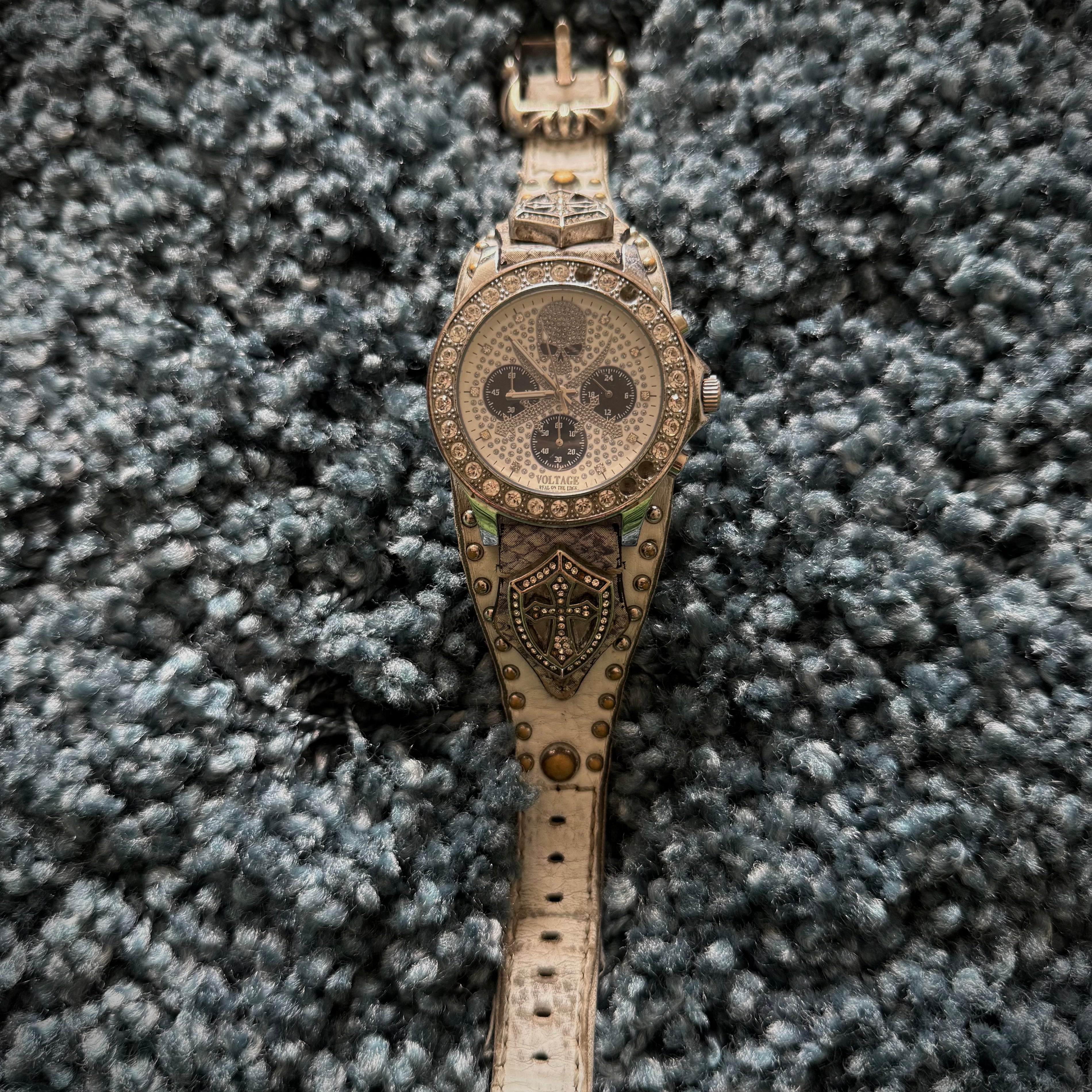 Voltage snakeskin rhinestone watch