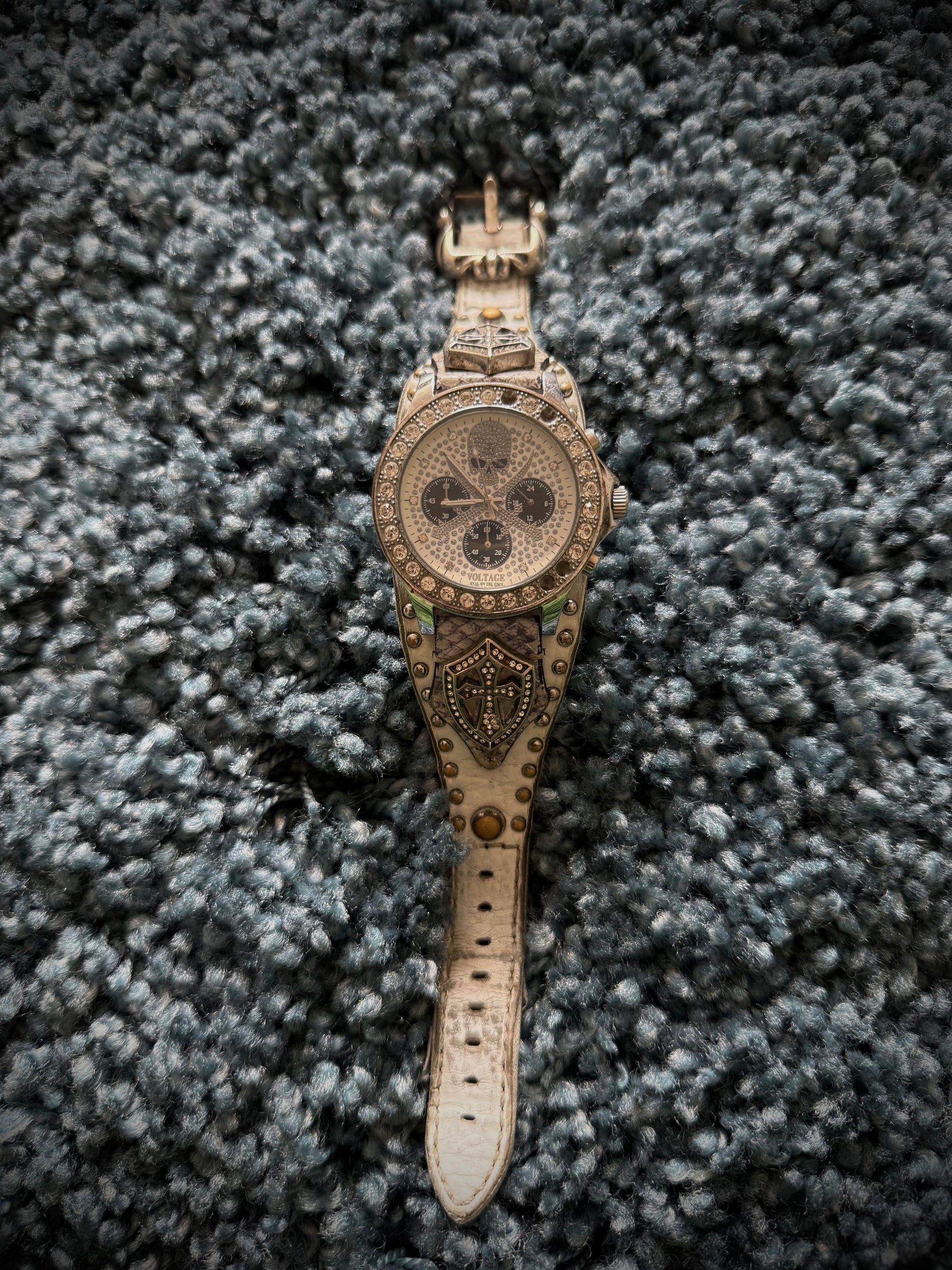 Voltage snakeskin rhinestone watch