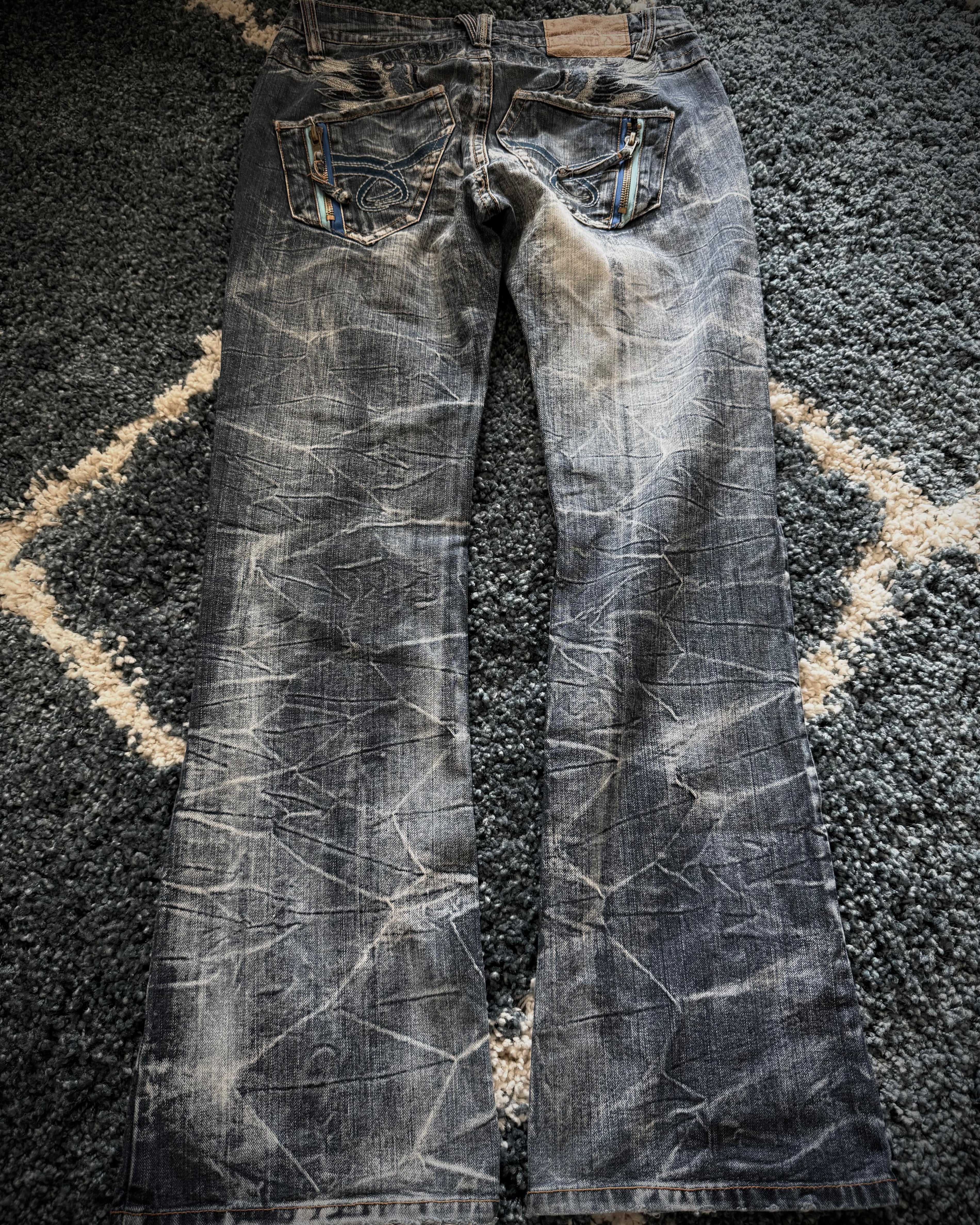 Sky Bomber honeycomb flared denim